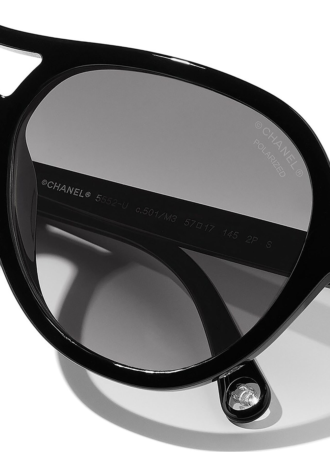 CHANEL Runde Sonnenbrille: C501M3 - SCHWARZ/ GRAU POLARISIERT