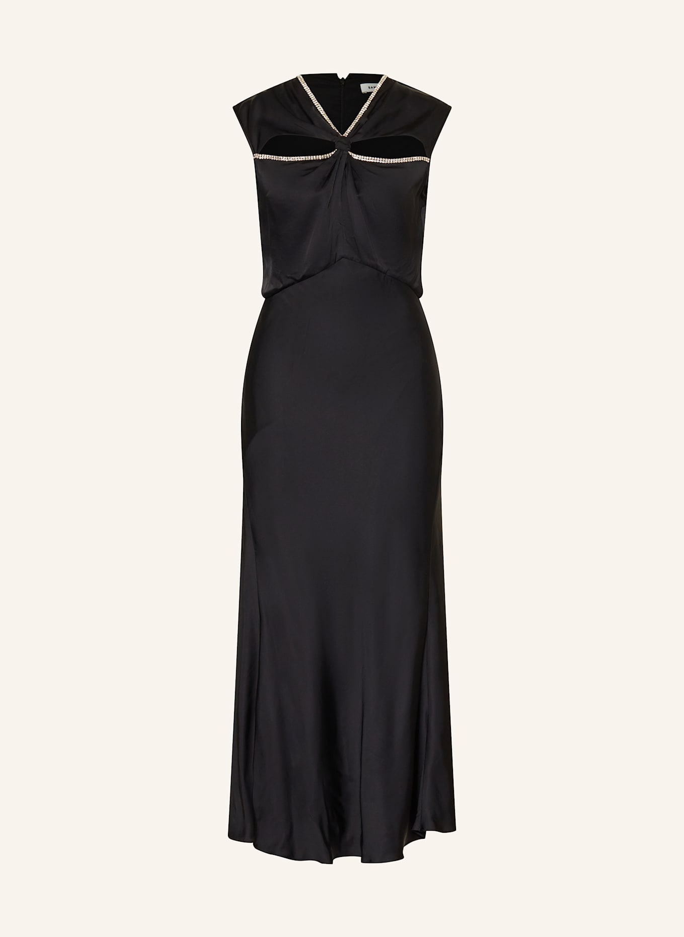 SANDRO Abendkleid mit Schmucksteinen: SCHWARZ