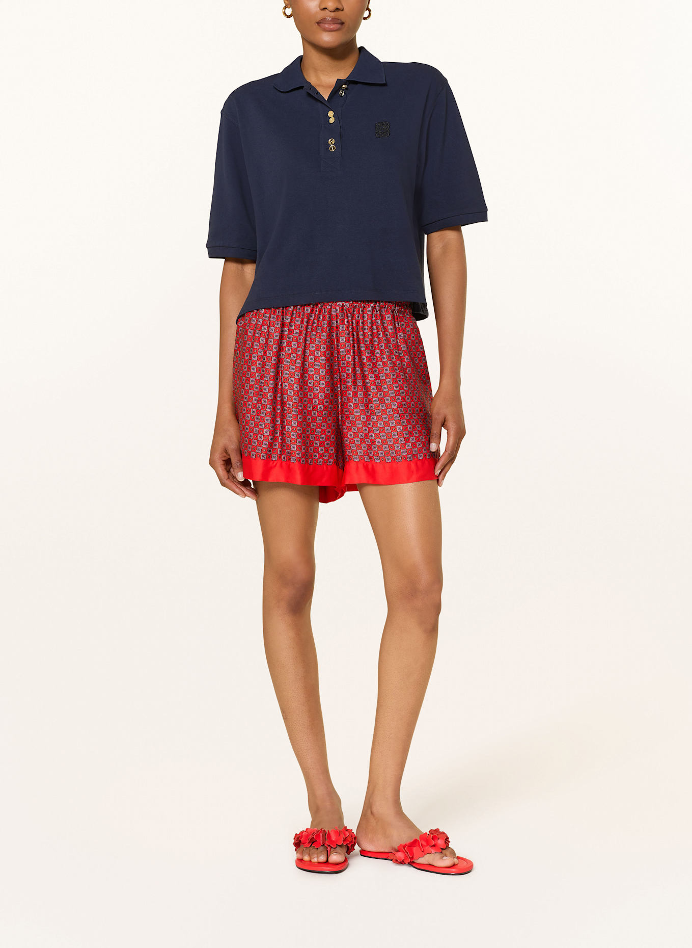 SANDRO Satinshorts: ROT / PINK / TAUPE