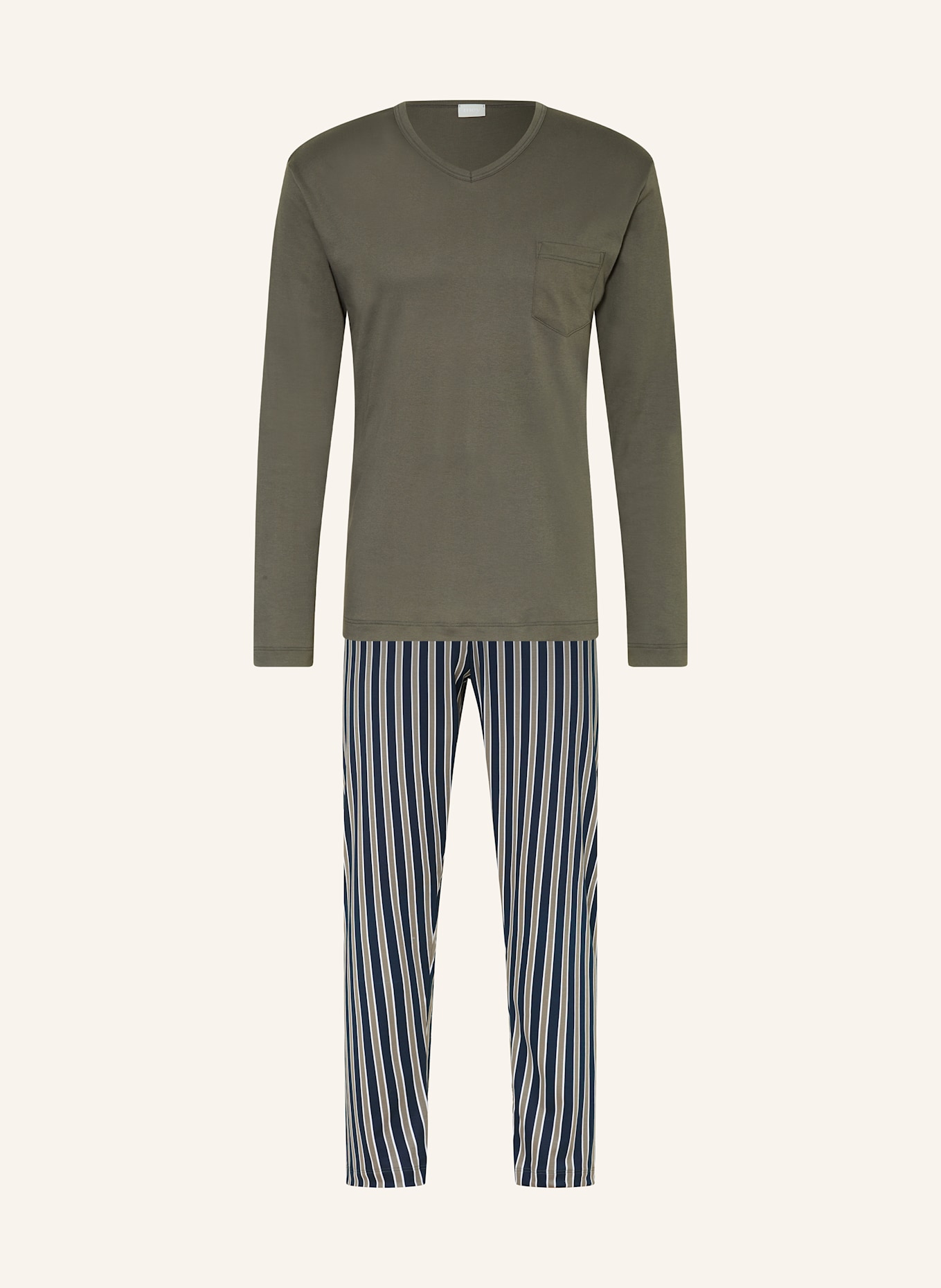 mey Piżama z serii ROUGH STRIPES: KHAKI / GRANATOWY