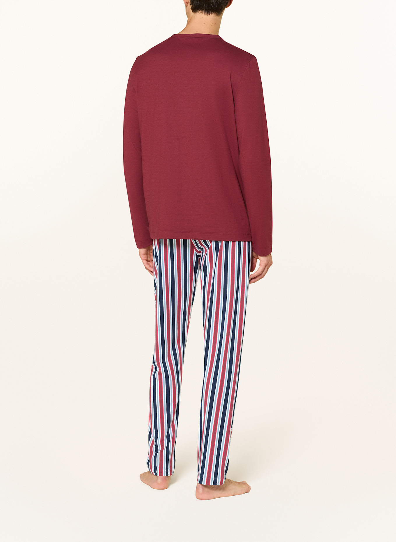 mey Schlafanzug Serie RED´N BLUE STRIPES: DUNKELROT / DUNKELBLAU