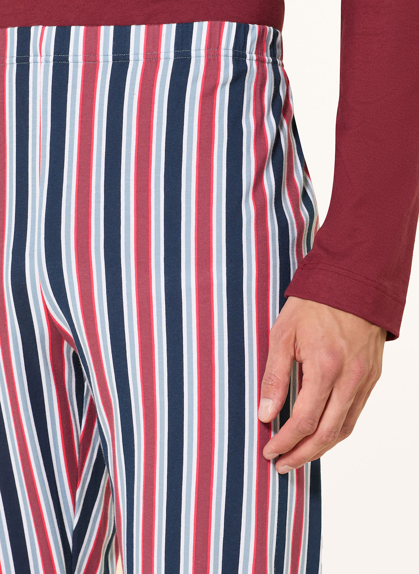 mey Schlafanzug Serie RED´N BLUE STRIPES: DUNKELROT / DUNKELBLAU