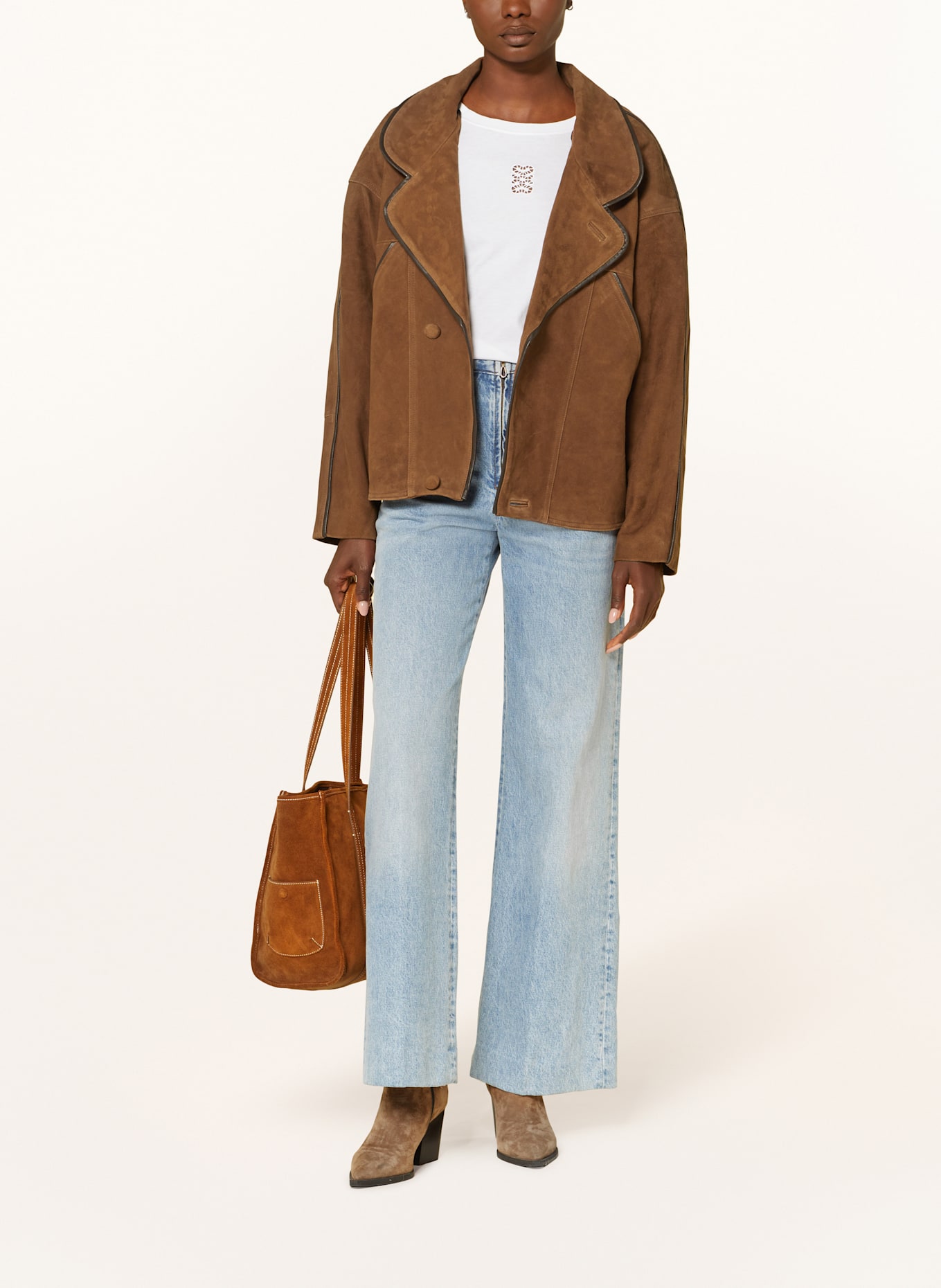 SANDRO Lederjacke: BRAUN