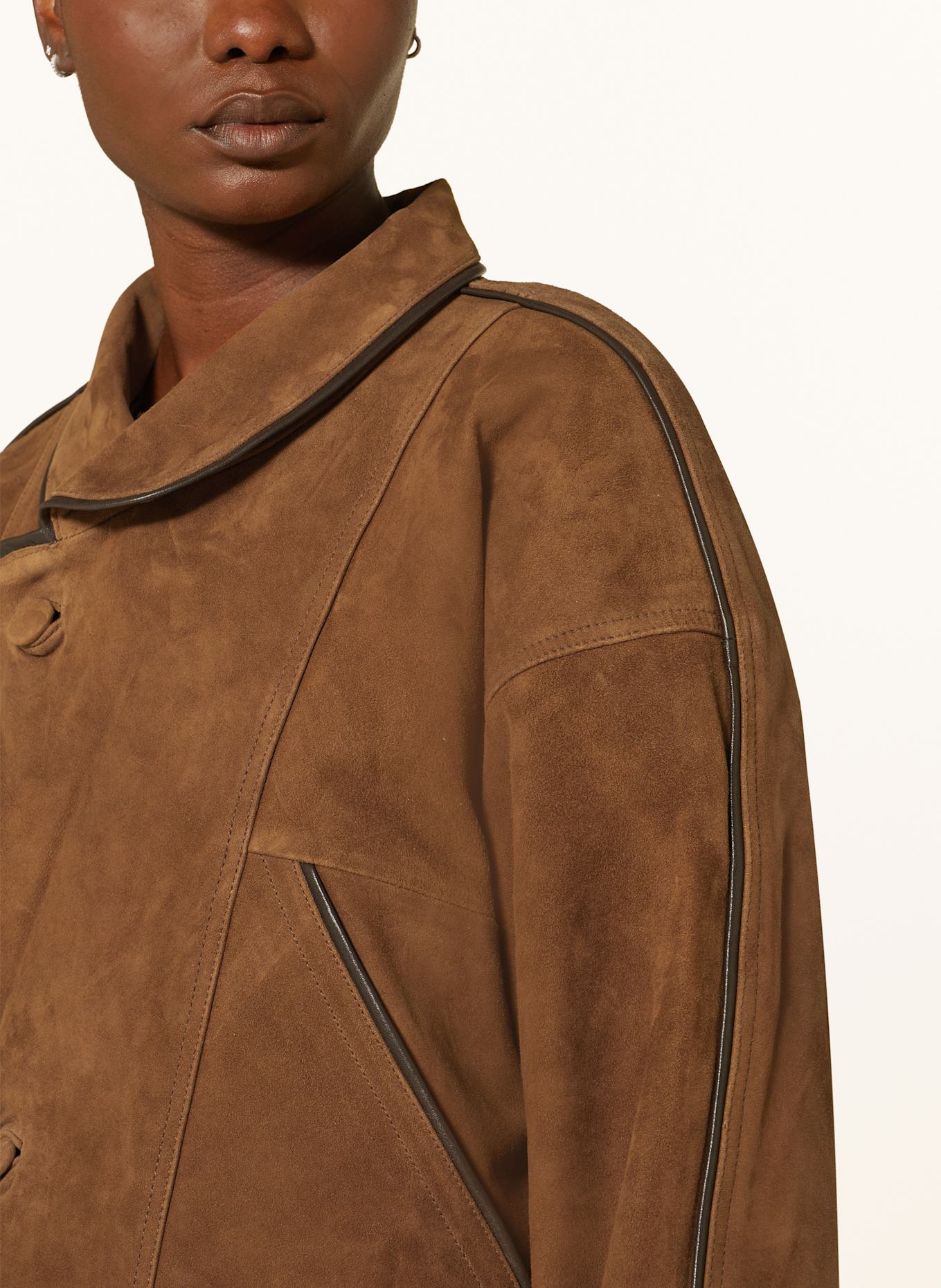 SANDRO Lederjacke: BRAUN