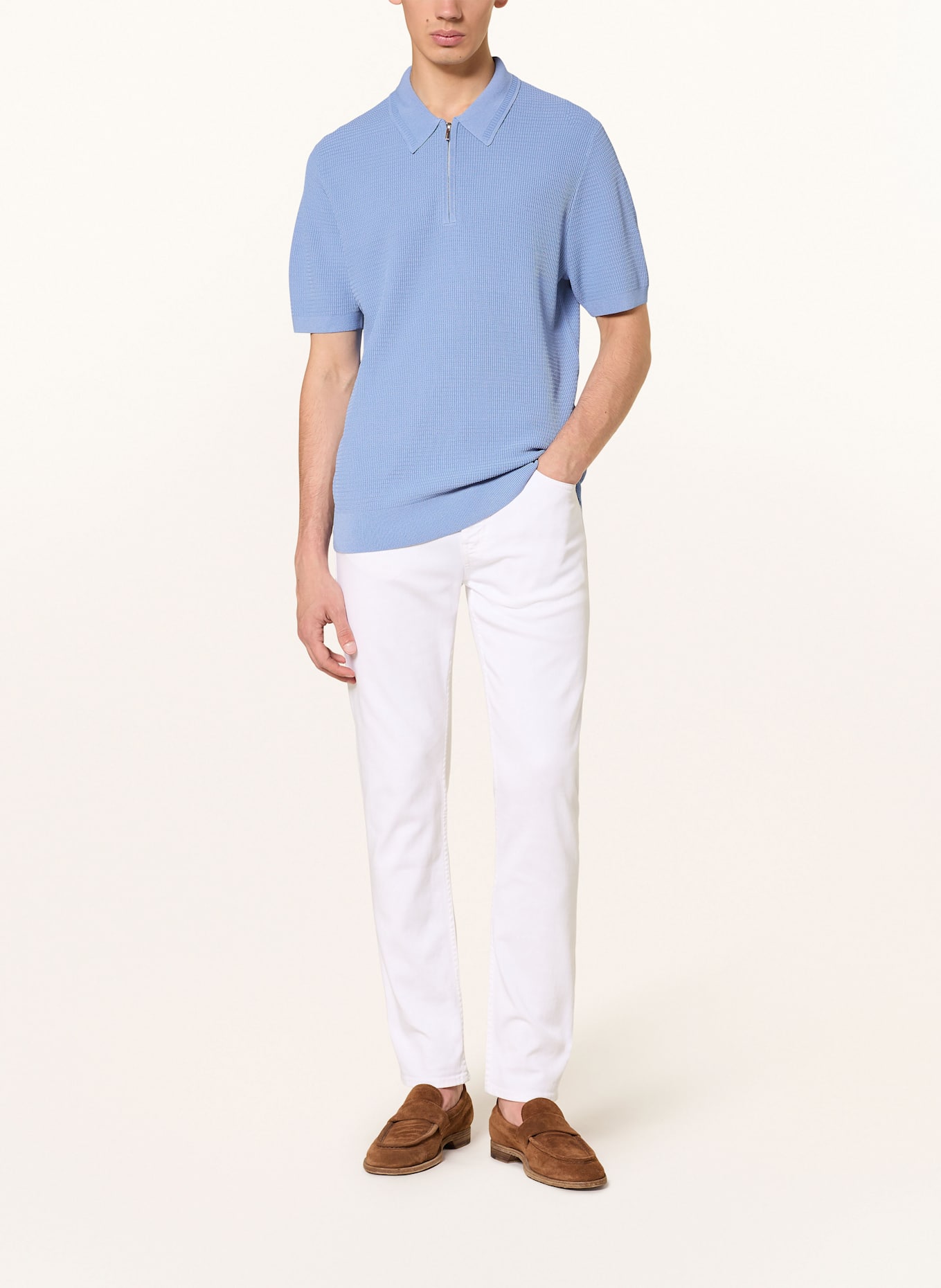 REISS Strick-Poloshirt REGIS: HELLBLAU
