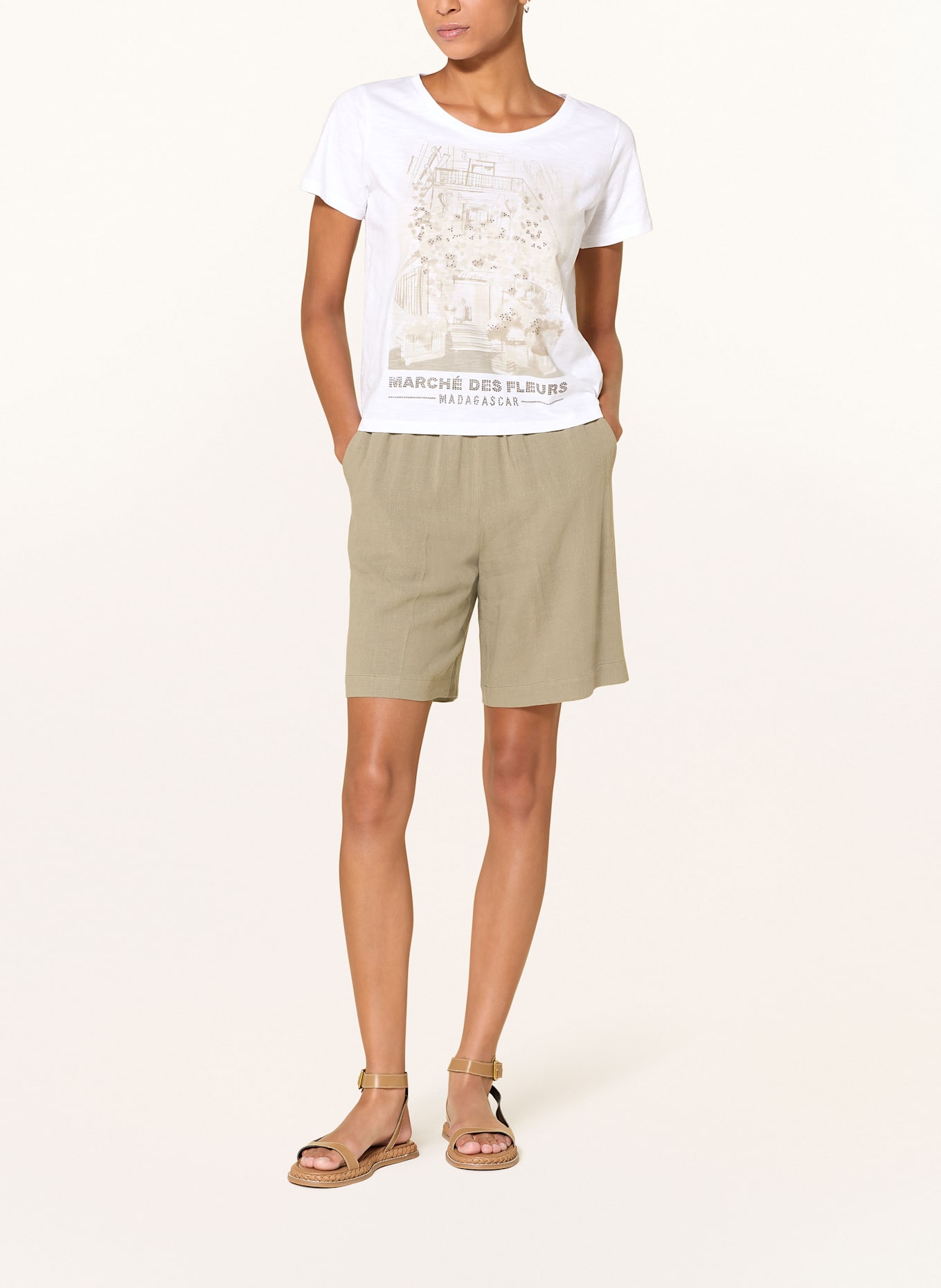monari T-Shirt mit Schmucksteinen: CREME