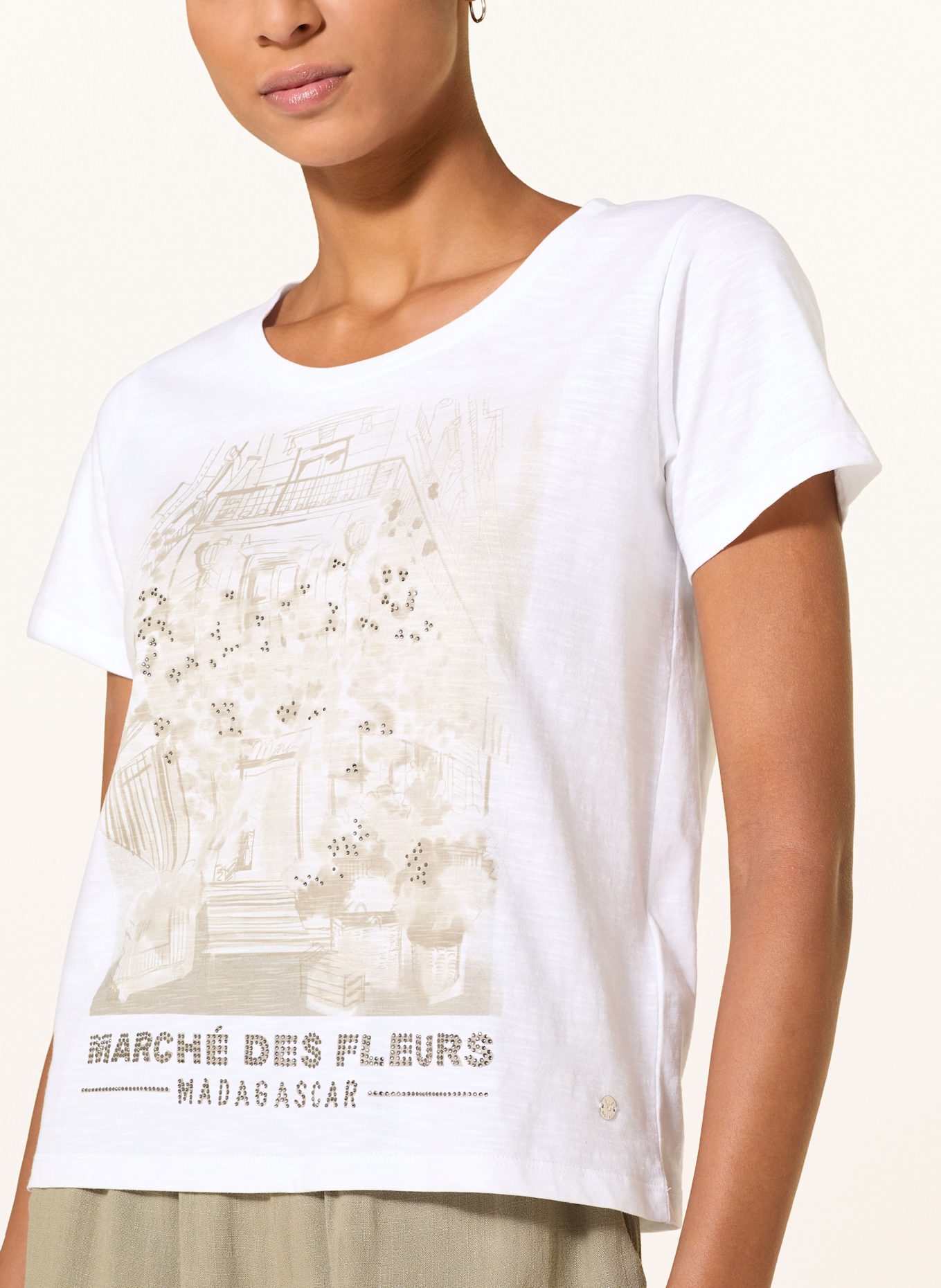 monari T-Shirt mit Schmucksteinen: CREME