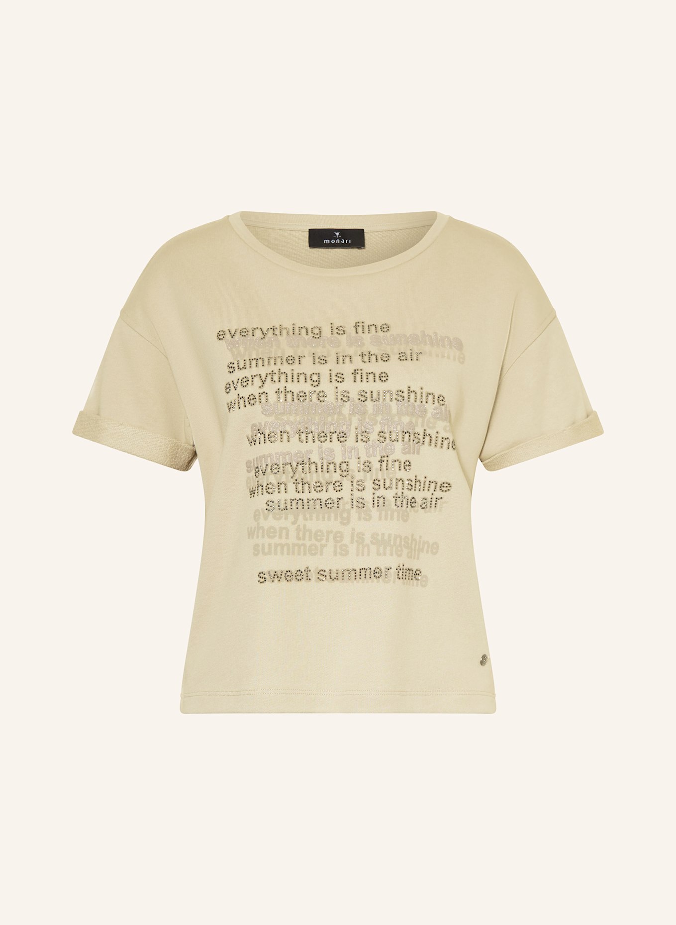 monari T-Shirt mit Schmucksteinen: BEIGE