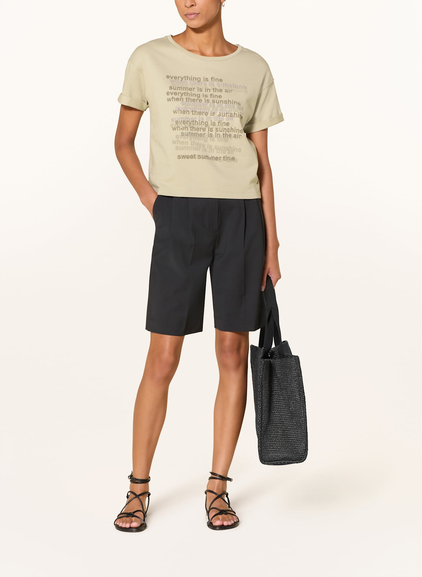 monari T-Shirt mit Schmucksteinen: BEIGE