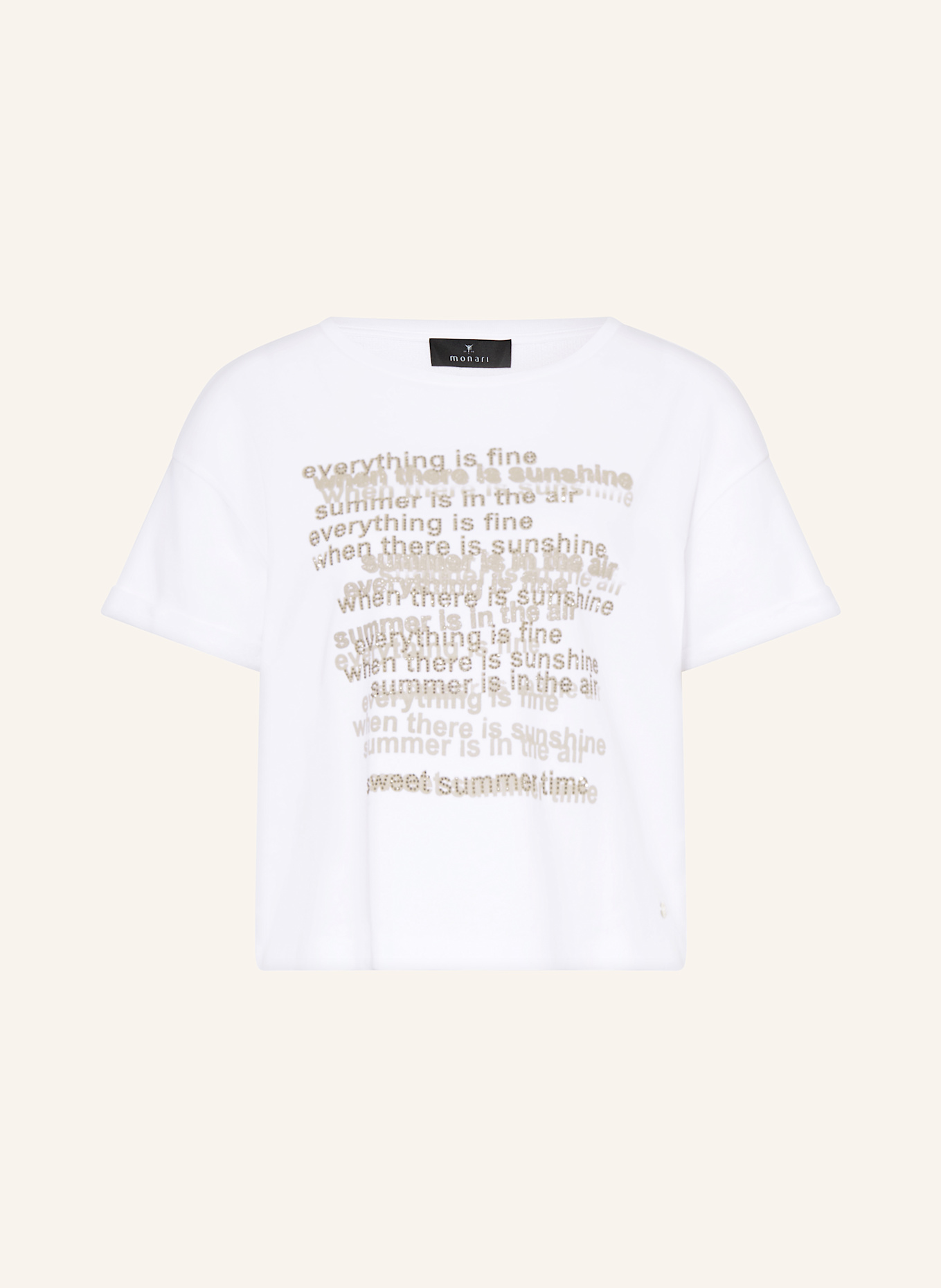 monari T-Shirt mit Schmucksteinen: CREME