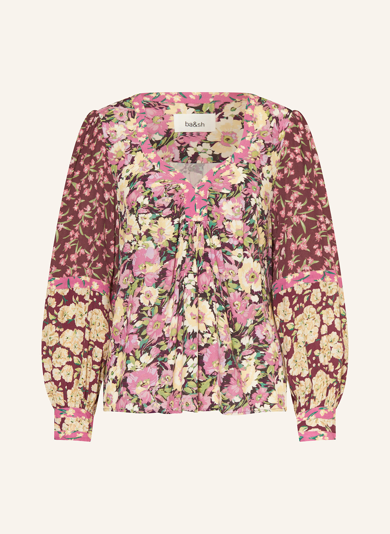 ba&sh Blusenshirt ILINE: DUNKELROT / PINK / GRÜN