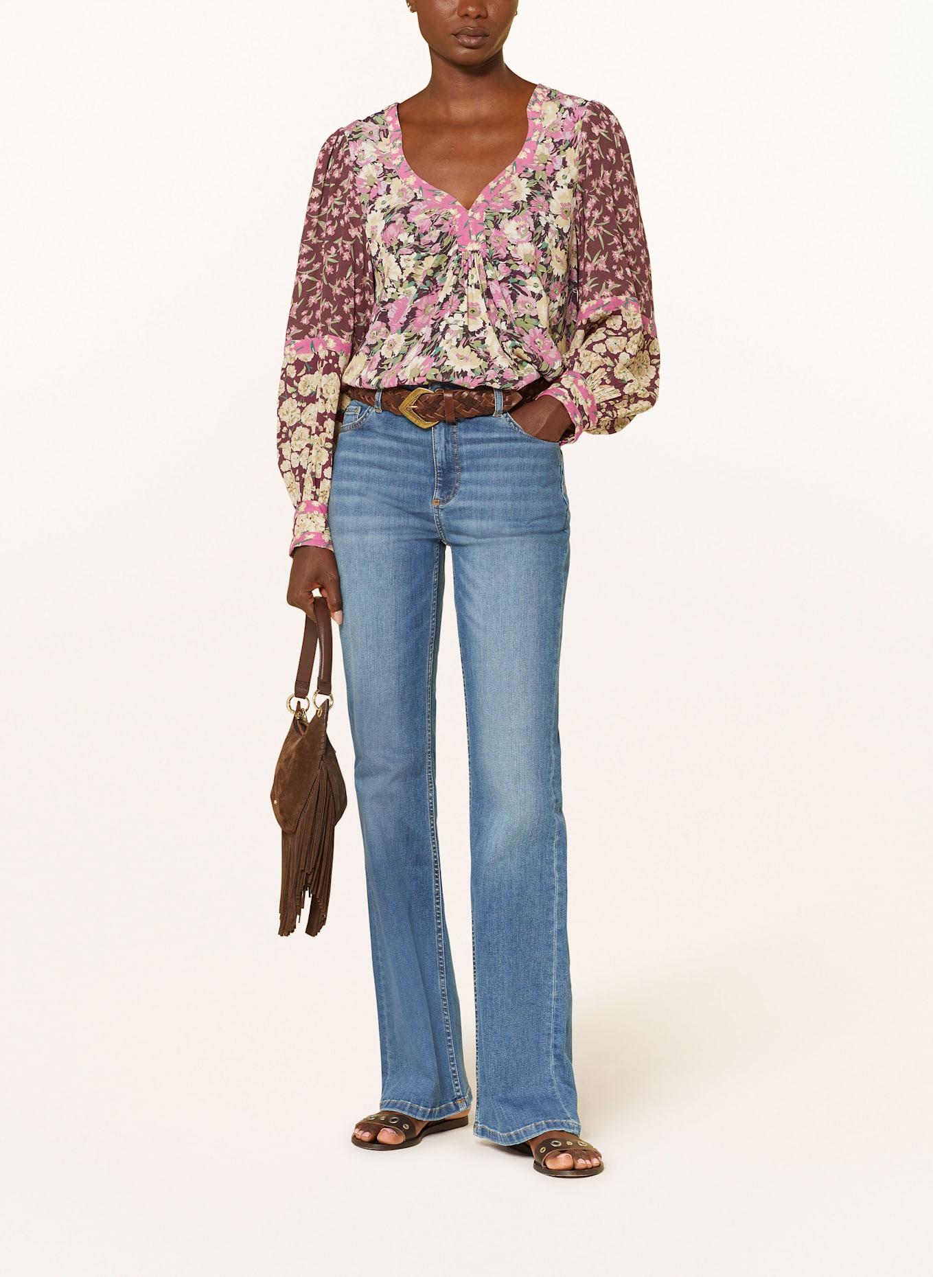 ba&sh Blusenshirt ILINE: DUNKELROT / PINK / GRÜN