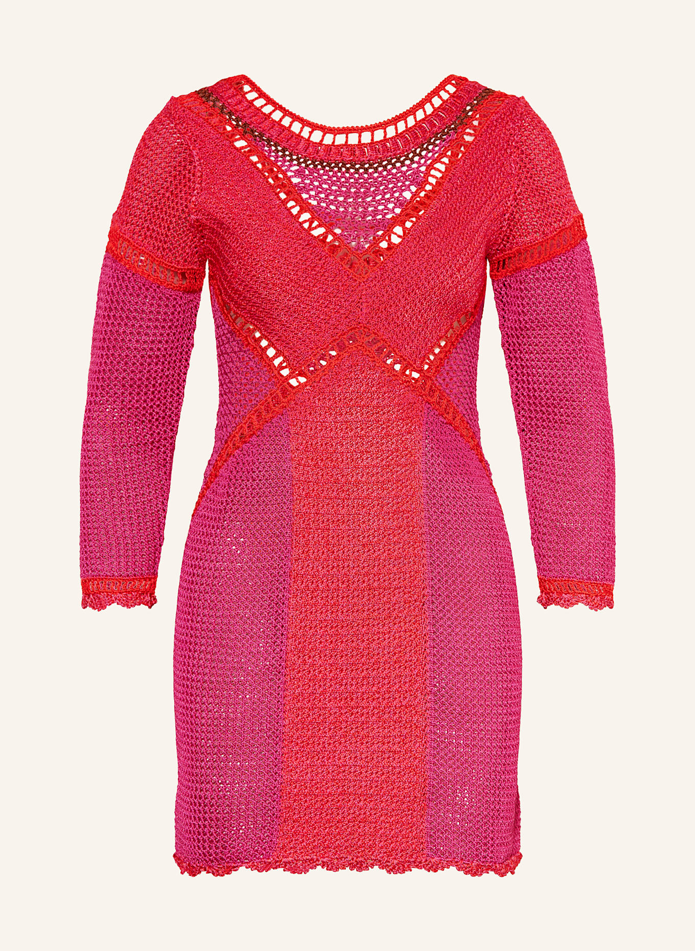 ba&sh Strickkleid ARAIBA mit Glitzergarn und 3/4-Arm: LILA / ROT