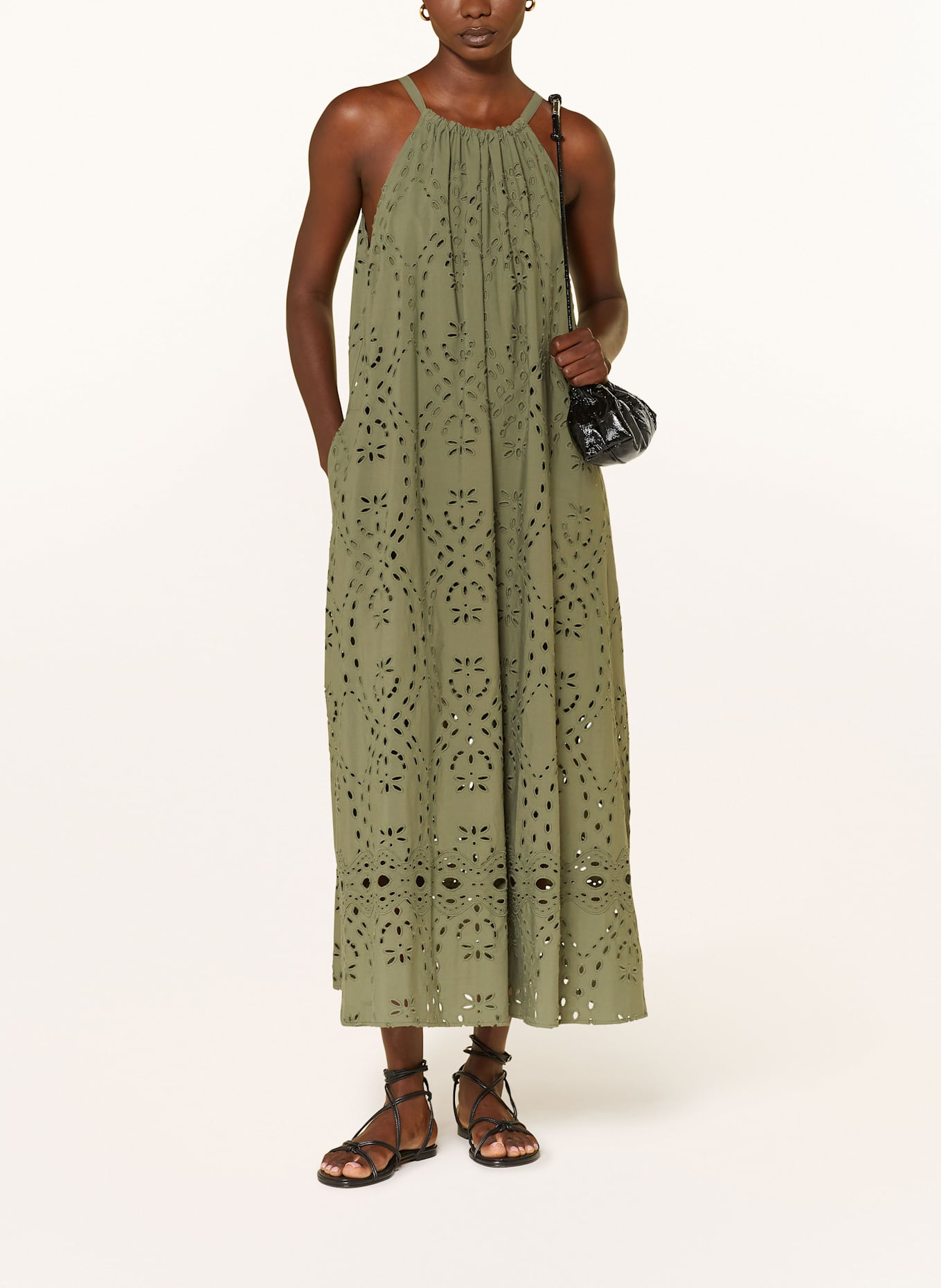 ba&sh Kleid BONIE aus Lochspitze: KHAKI