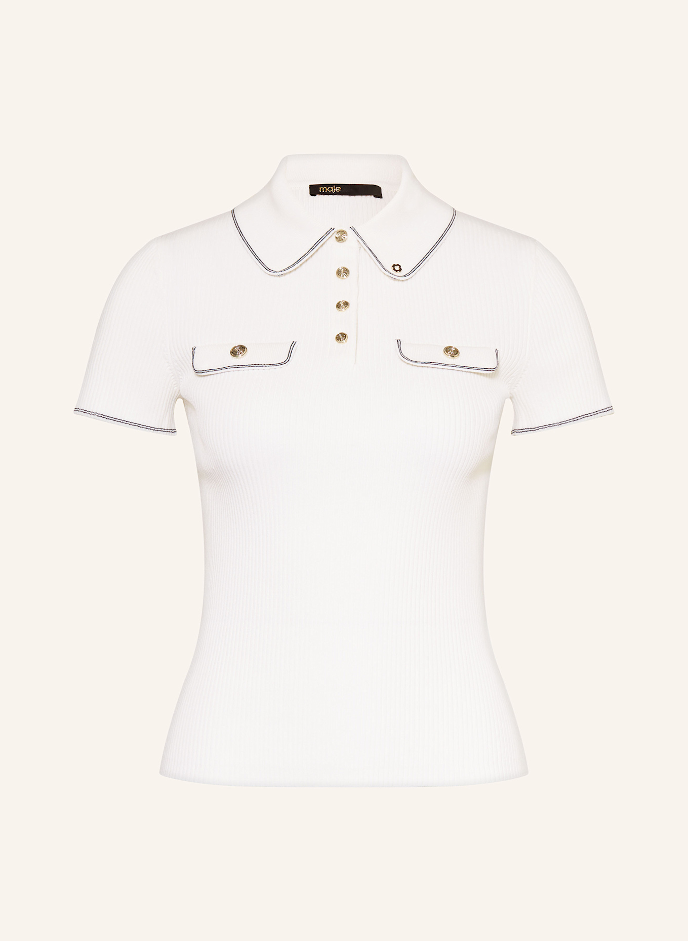 maje Strick-Poloshirt: ECRU