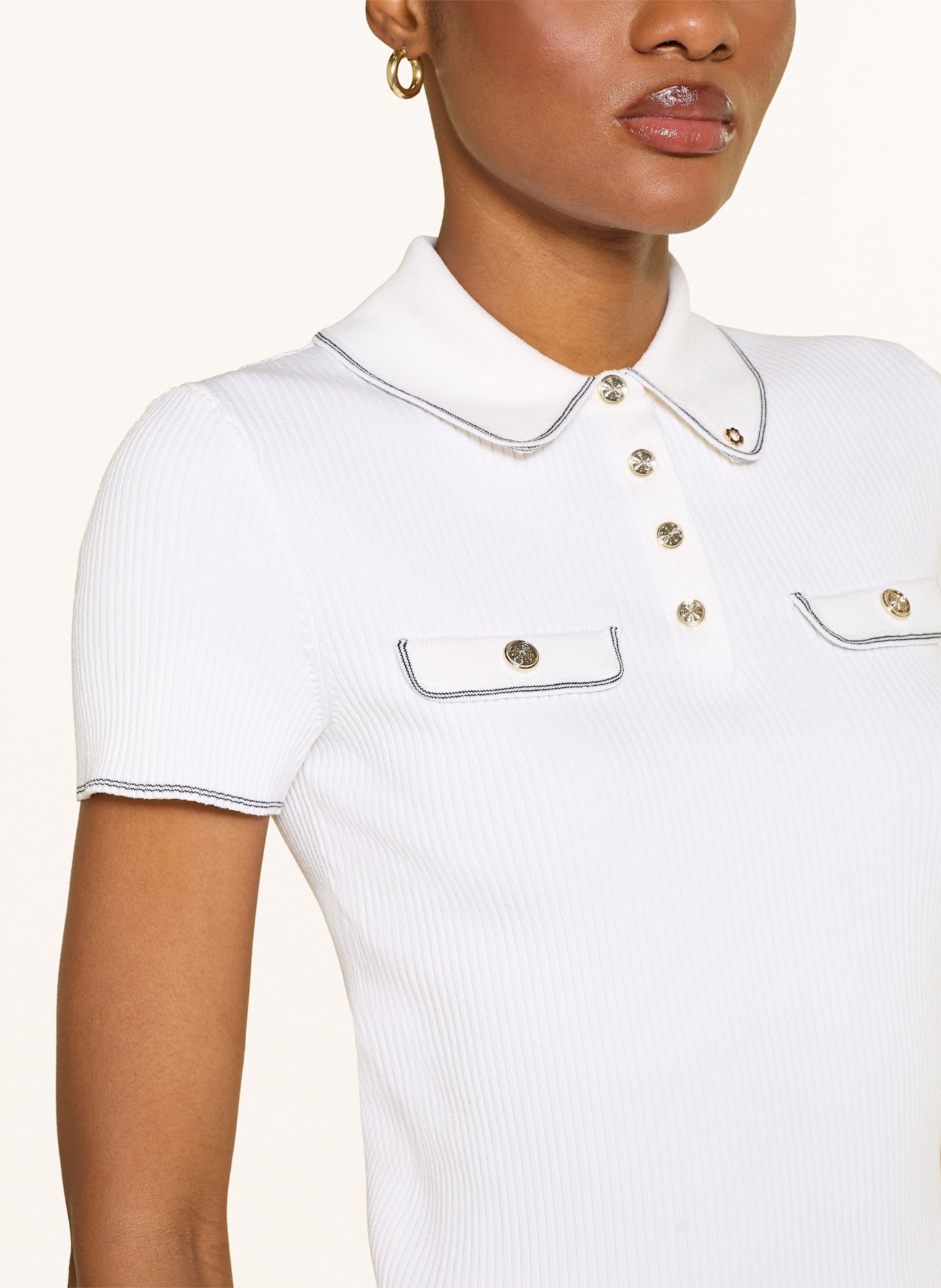 maje Strick-Poloshirt: ECRU