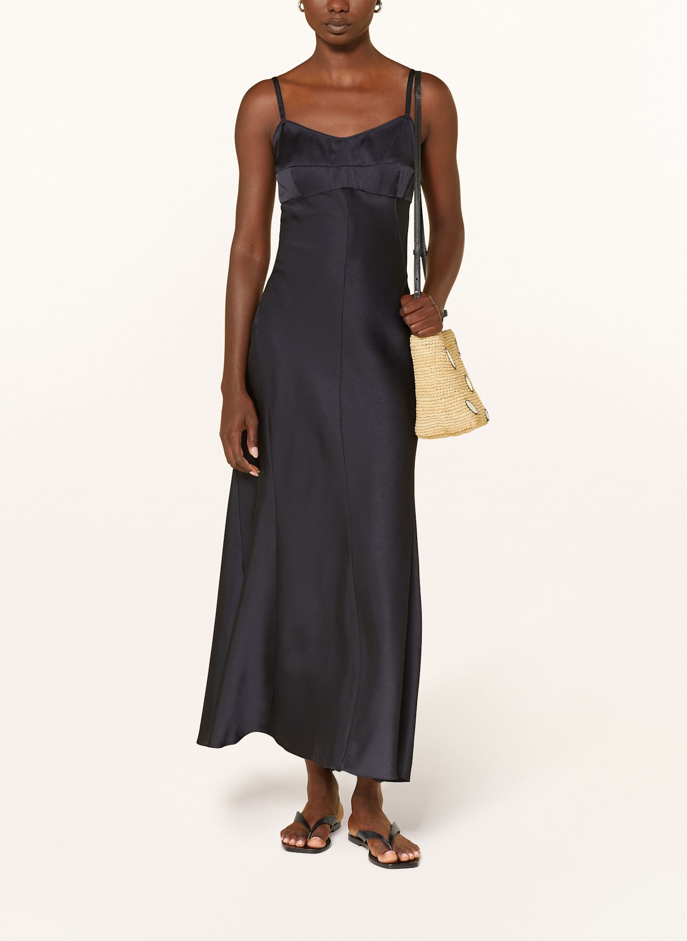 SANDRO Satinkleid: DUNKELBLAU