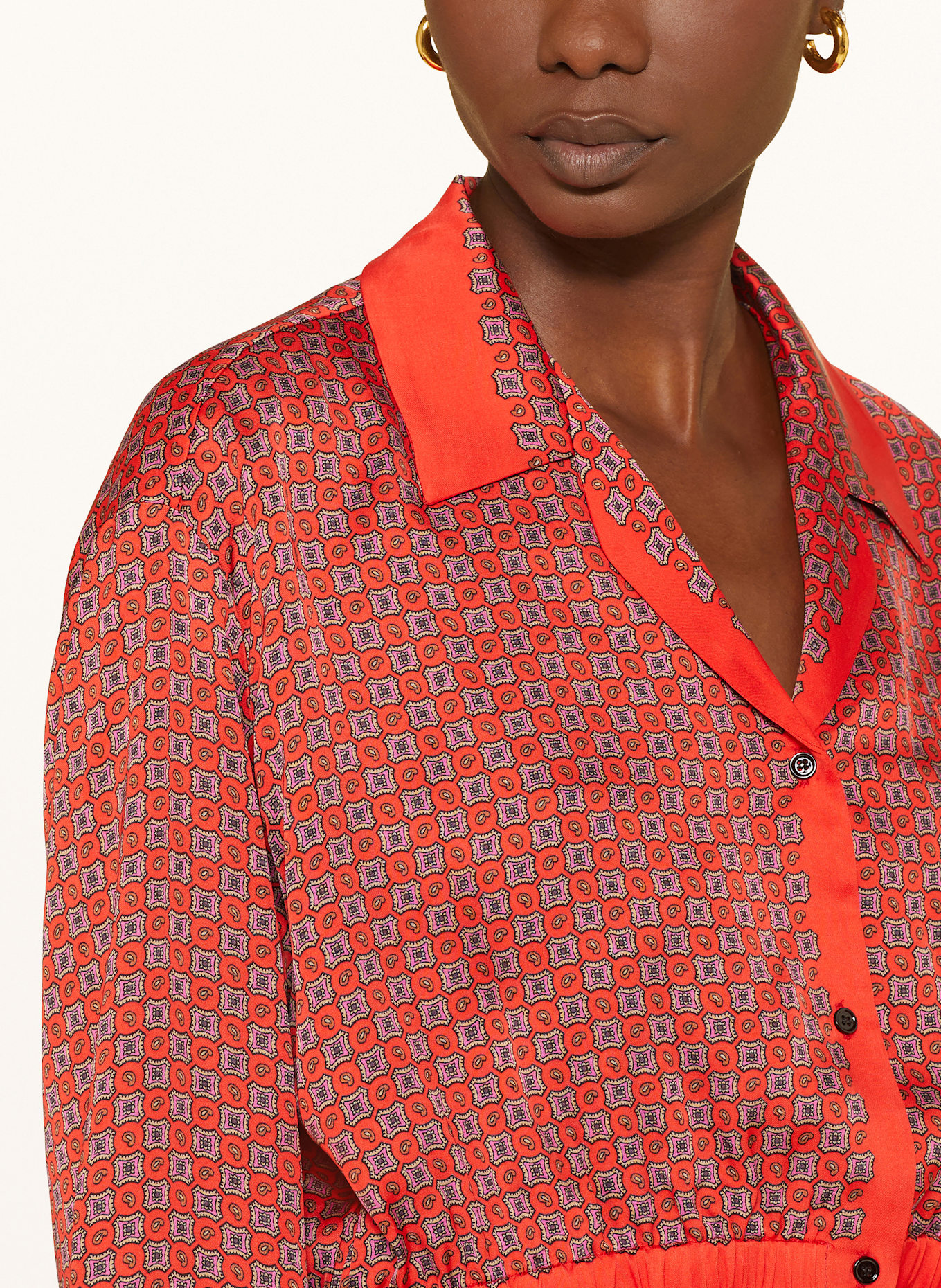 SANDRO Cropped-Bluse aus Satin: ROT / PINK