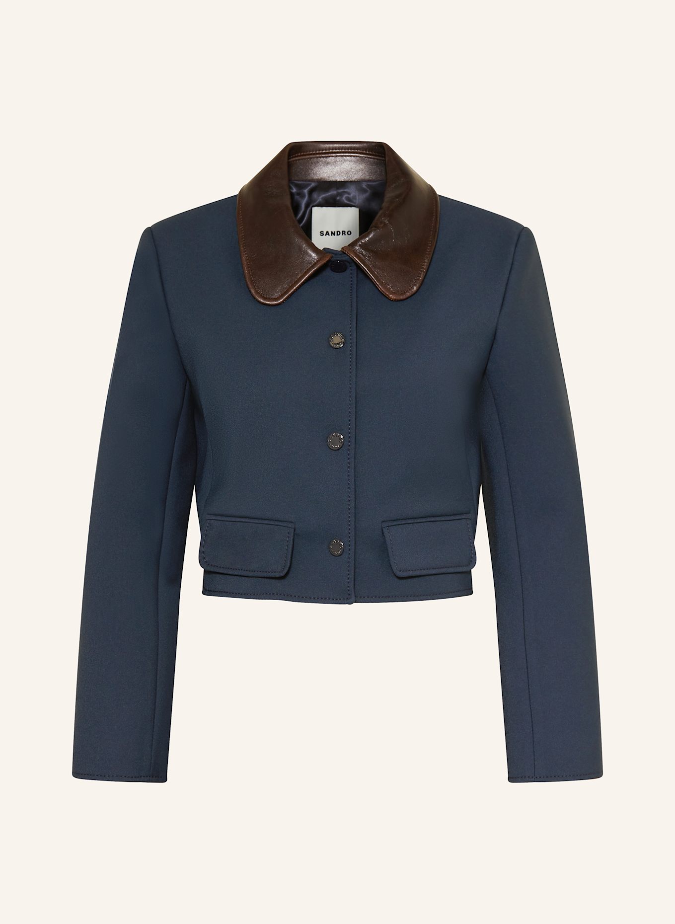 SANDRO Cropped-Jacke: DUNKELBLAU
