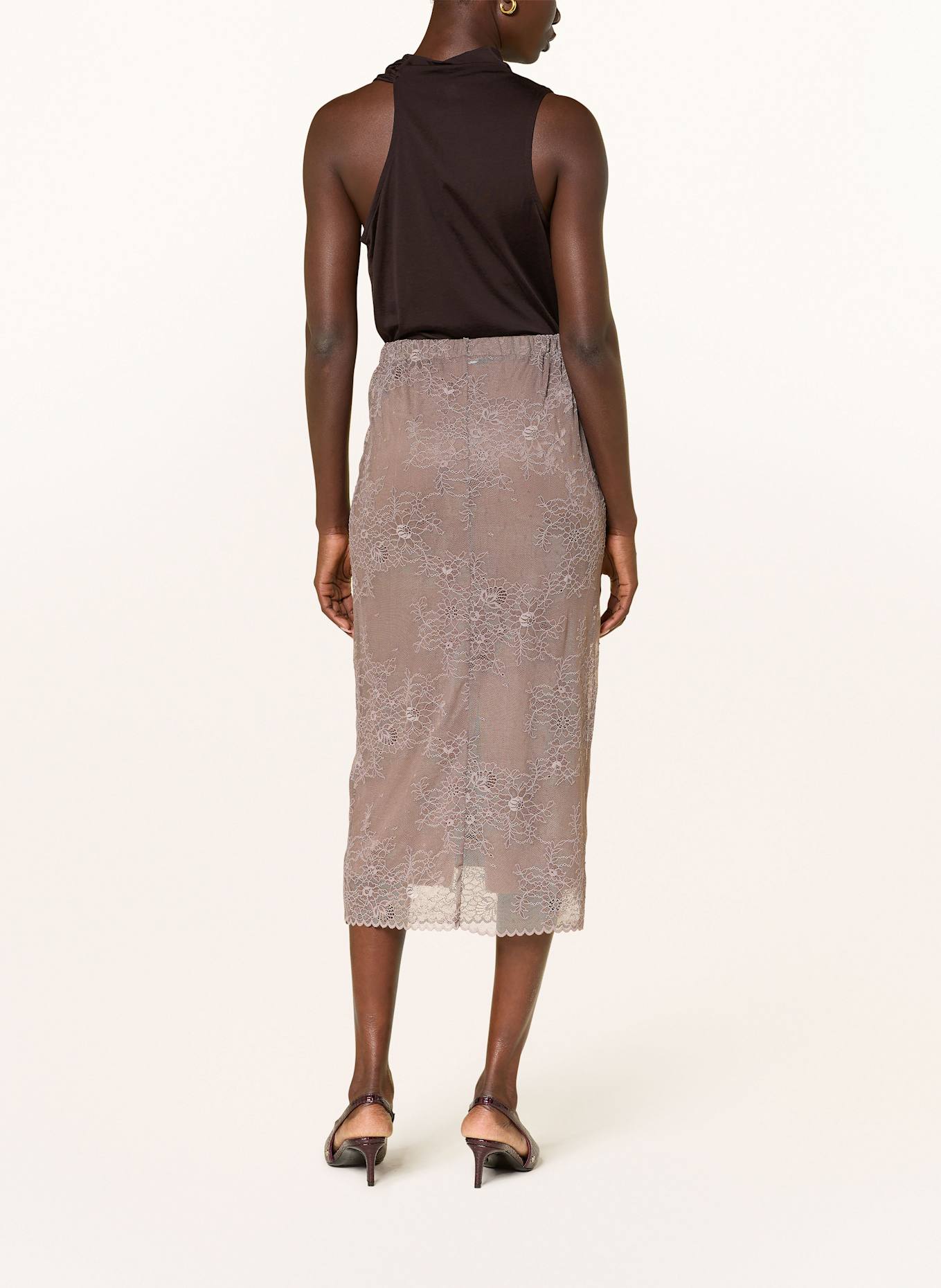 REISS RITA skirt in broderie anglaise: TAUPE