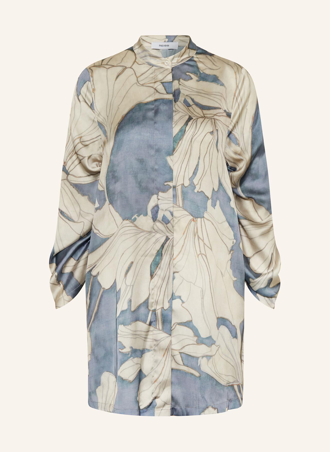 REISS Satinkleid MEGAN mit Cut-out: BLAUGRAU / HELLGRAU