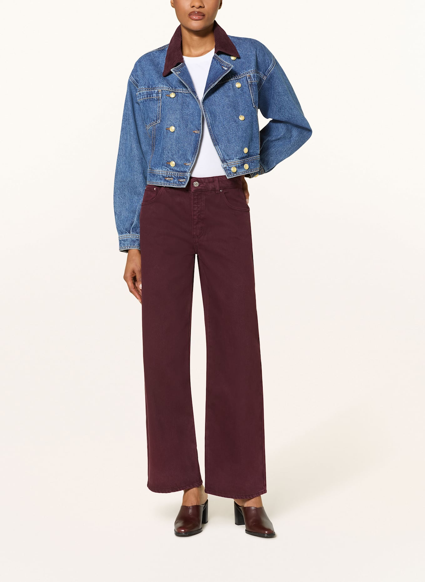 CLAUDIE PIERLOT Wide Leg Jeans: I009 BURGUNDY