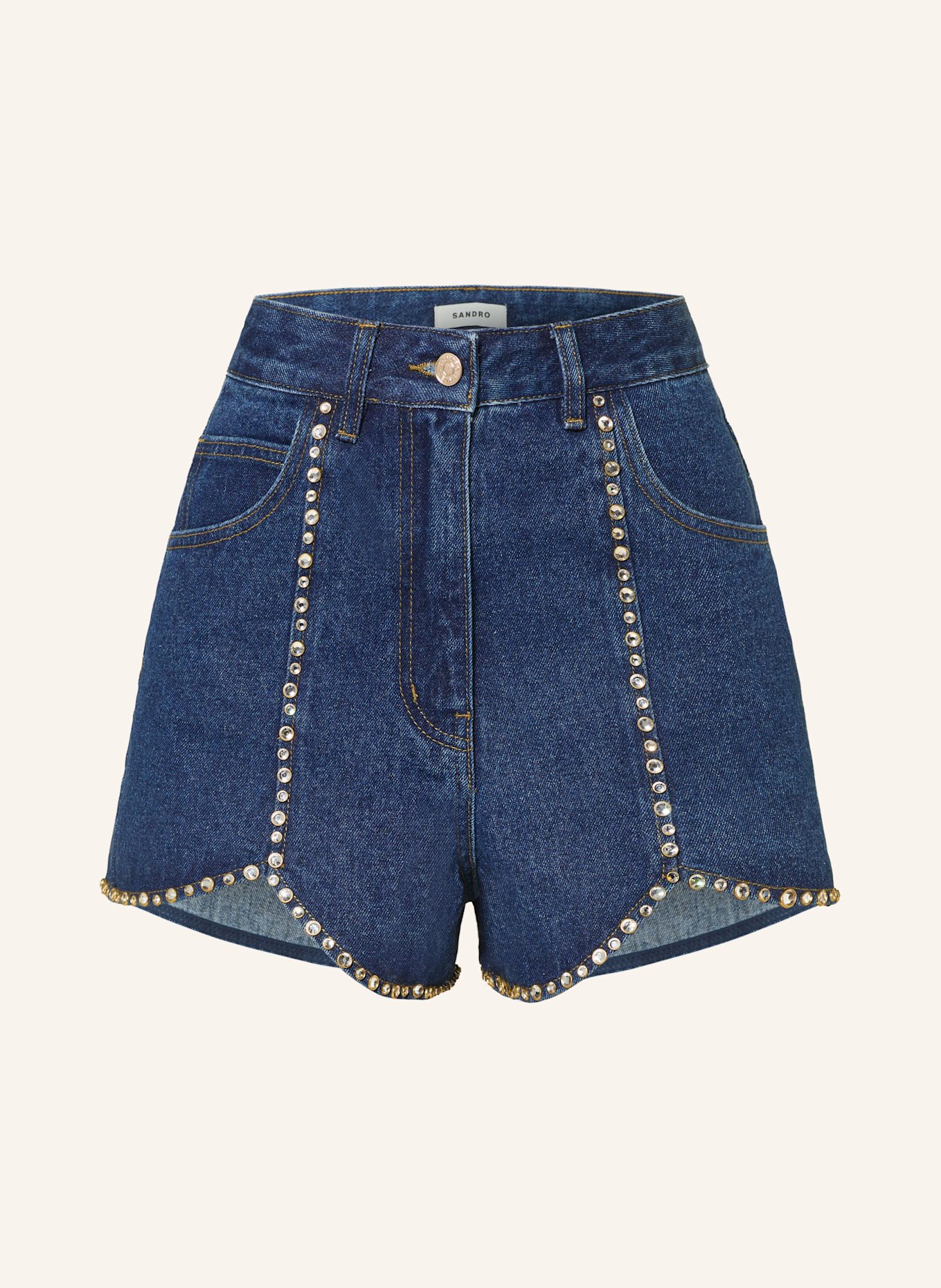 SANDRO Jeansshorts mit Schmucksteinen: 4785 BLUE JEAN