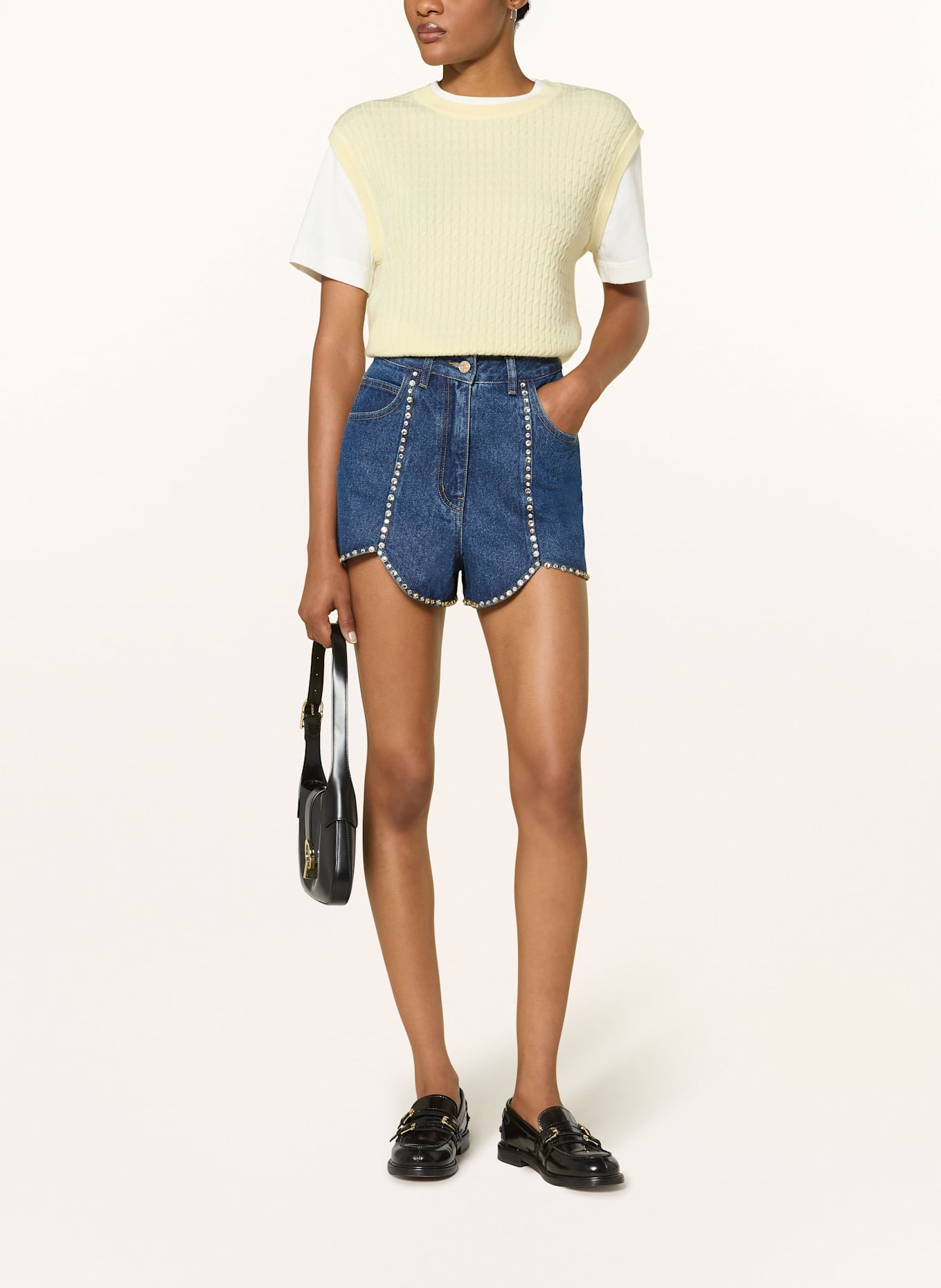 SANDRO Jeansshorts mit Schmucksteinen: 4785 BLUE JEAN