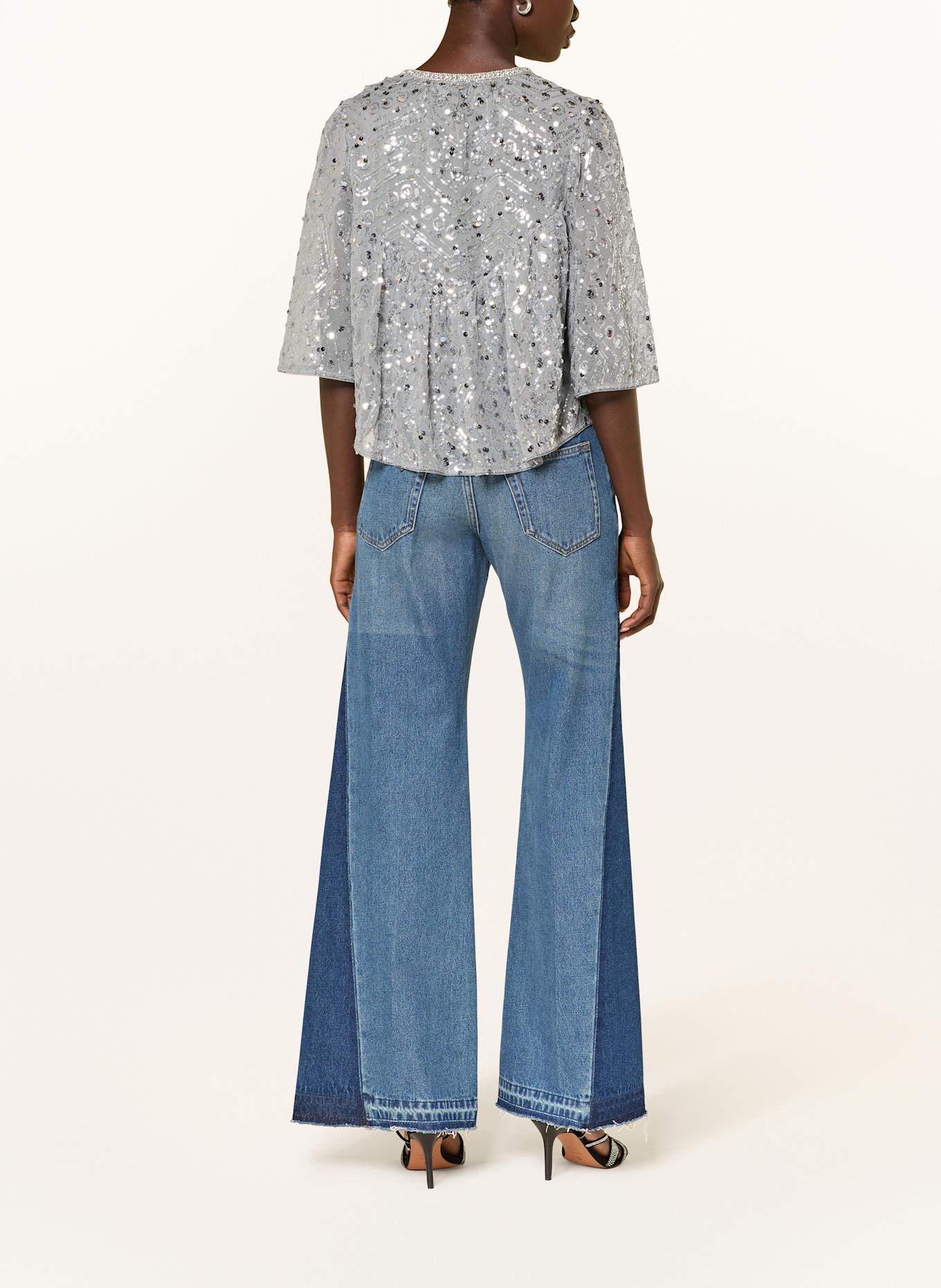 ba&sh Blusenshirt CARA mit Schmucksteinen und Pailletten: SILBER