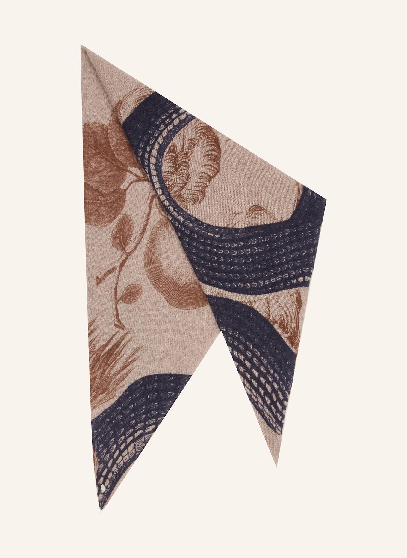friendly hunting Dreieckstuch aus Cashmere: TAUPE / DUNKELBLAU / BRAUN