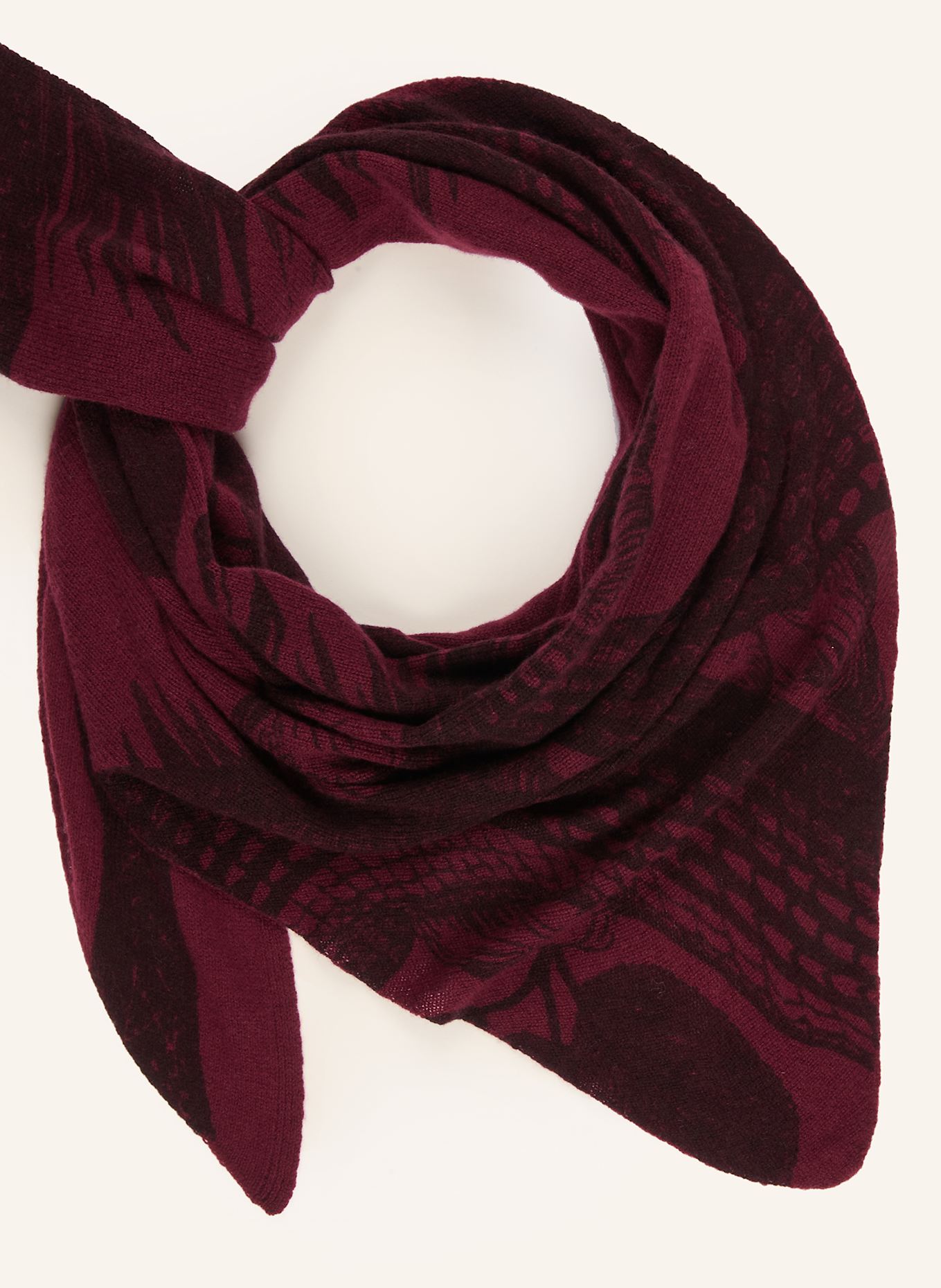 friendly hunting Dreieckstuch aus Cashmere: DUNKELROT / SCHWARZ