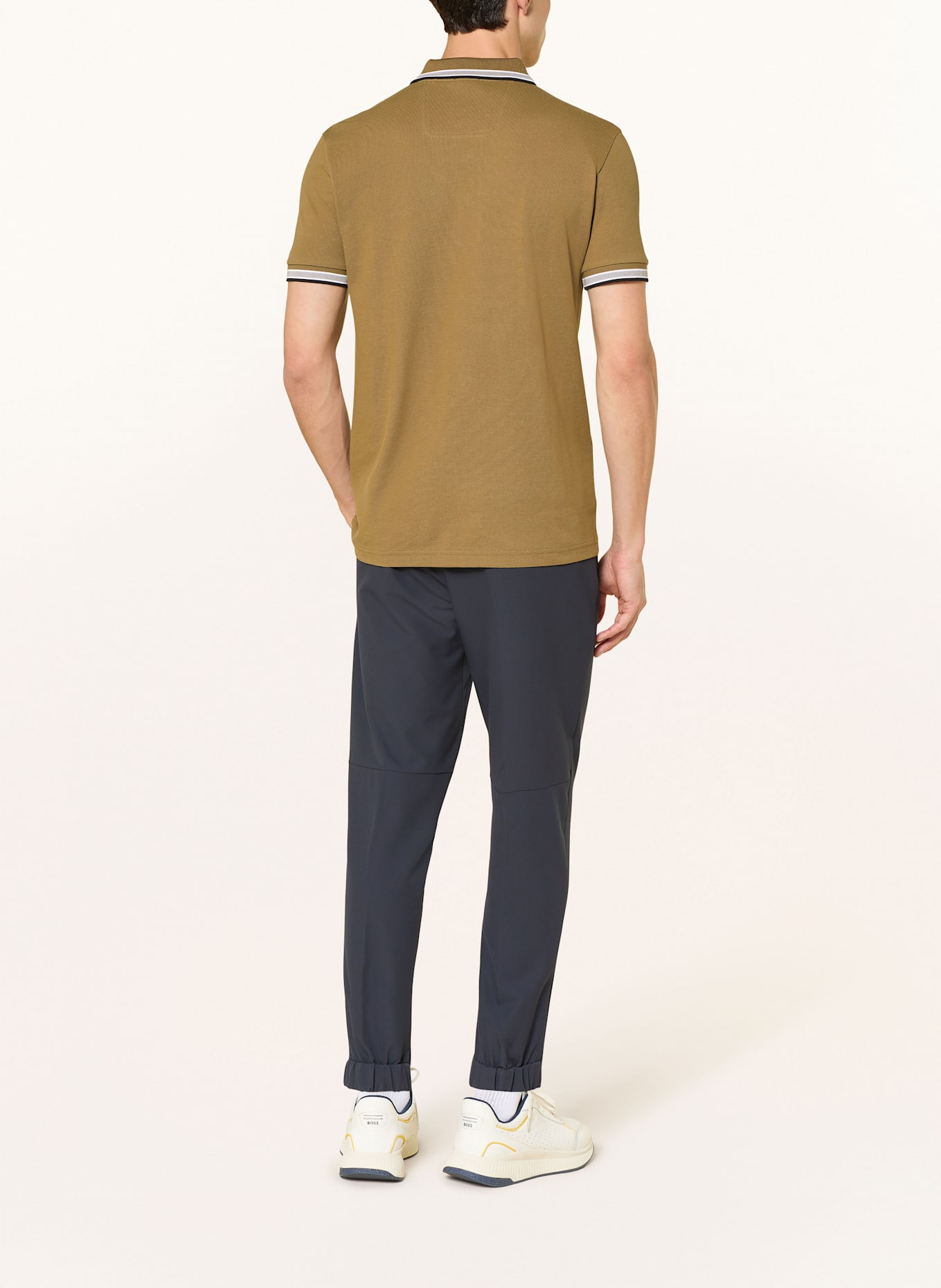 BOSS Piqué-Poloshirt PADDY CURVED Regular Fit: BRAUN