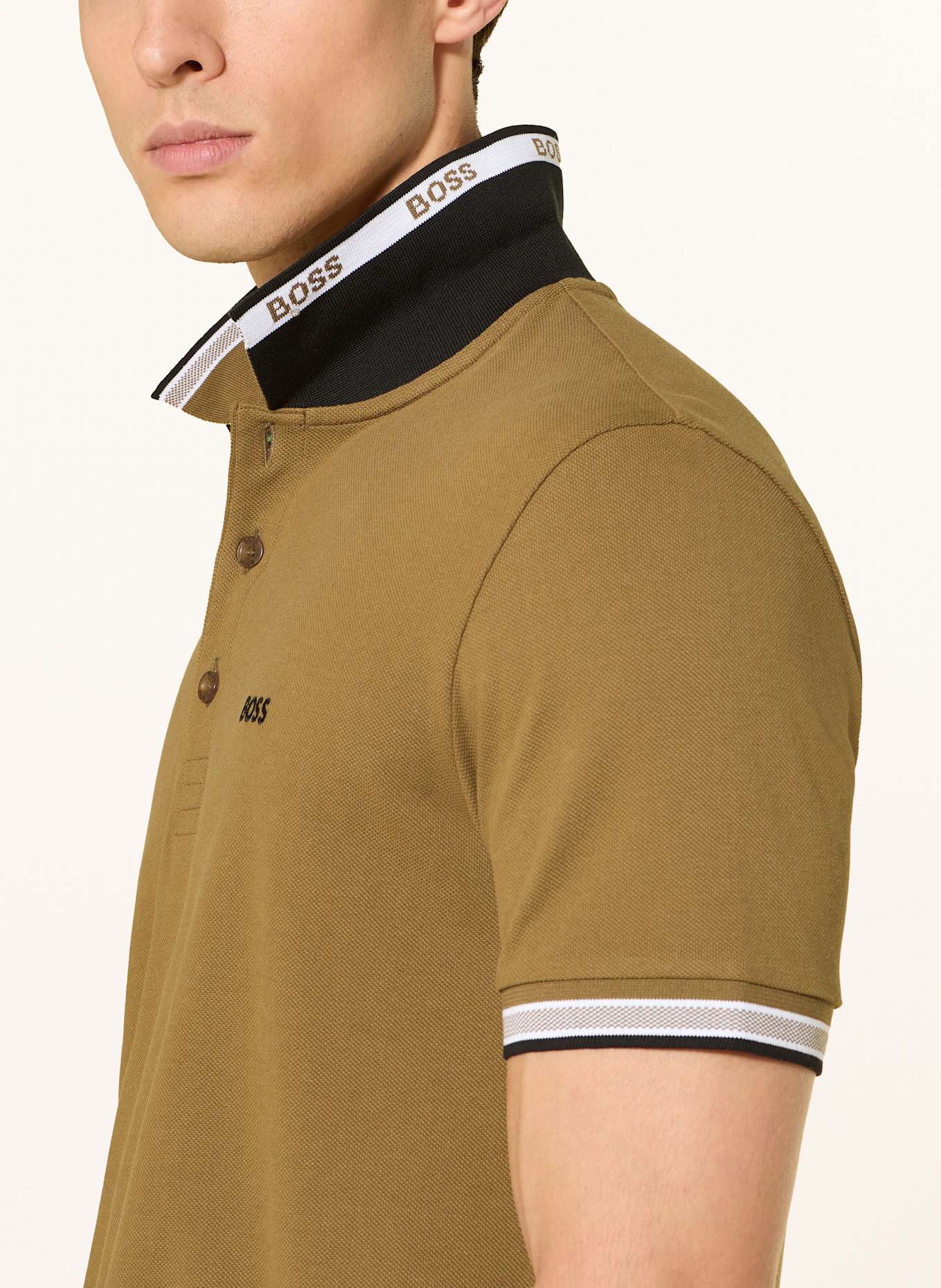 BOSS Piqué-Poloshirt PADDY CURVED Regular Fit: BRAUN