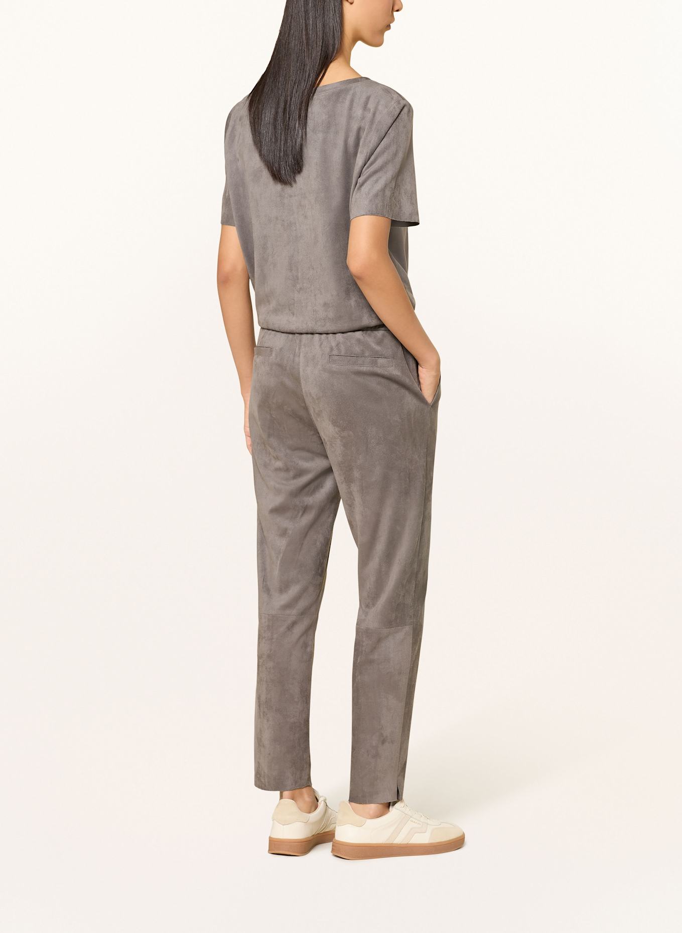 Juvia Hose im Jogging-Stil in Lederoptik: TAUPE