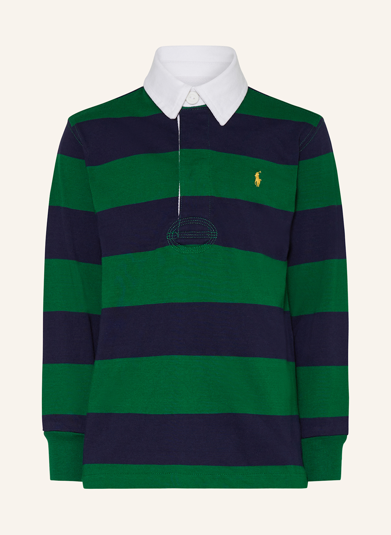 POLO RALPH LAUREN Jersey-Poloshirt: GRÜN / DUNKELBLAU / ECRU