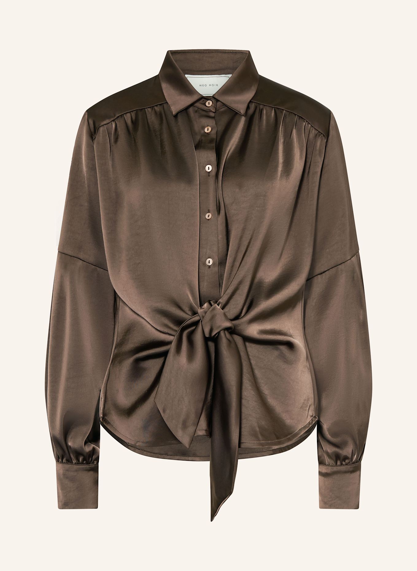 NEO NOIR Blusenshirt NAJA aus Satin: DUNKELBRAUN