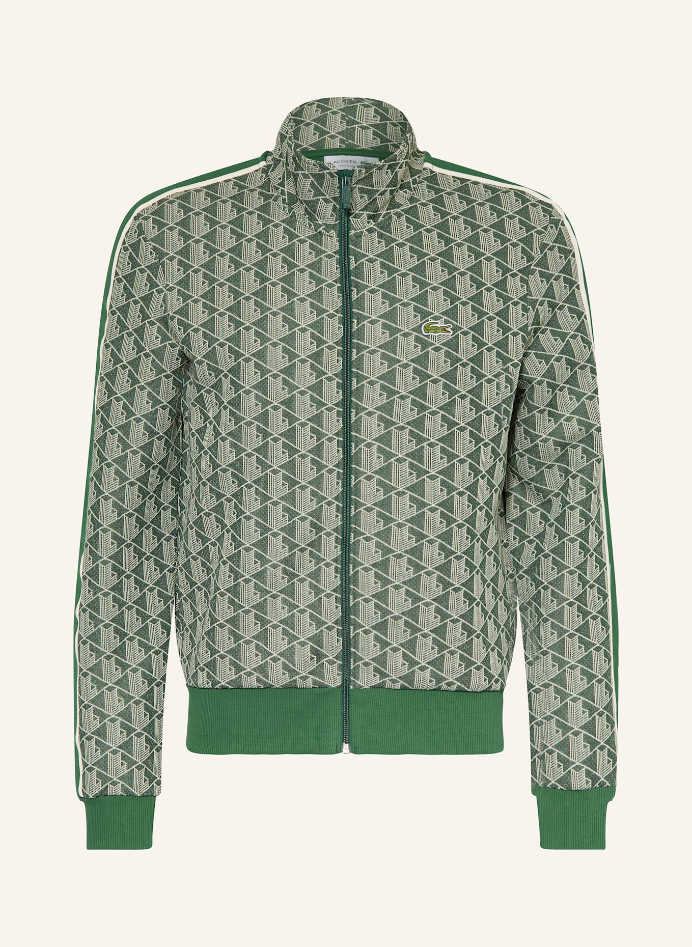 LACOSTE Trainingsjacke: GRÜN / WEISS