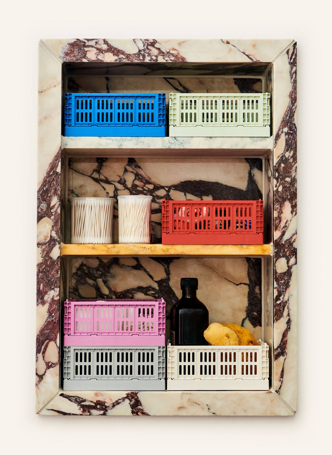 HAY Składane pudełko COLOUR CRATE MINI, 2 szt.: JASNOCZARY