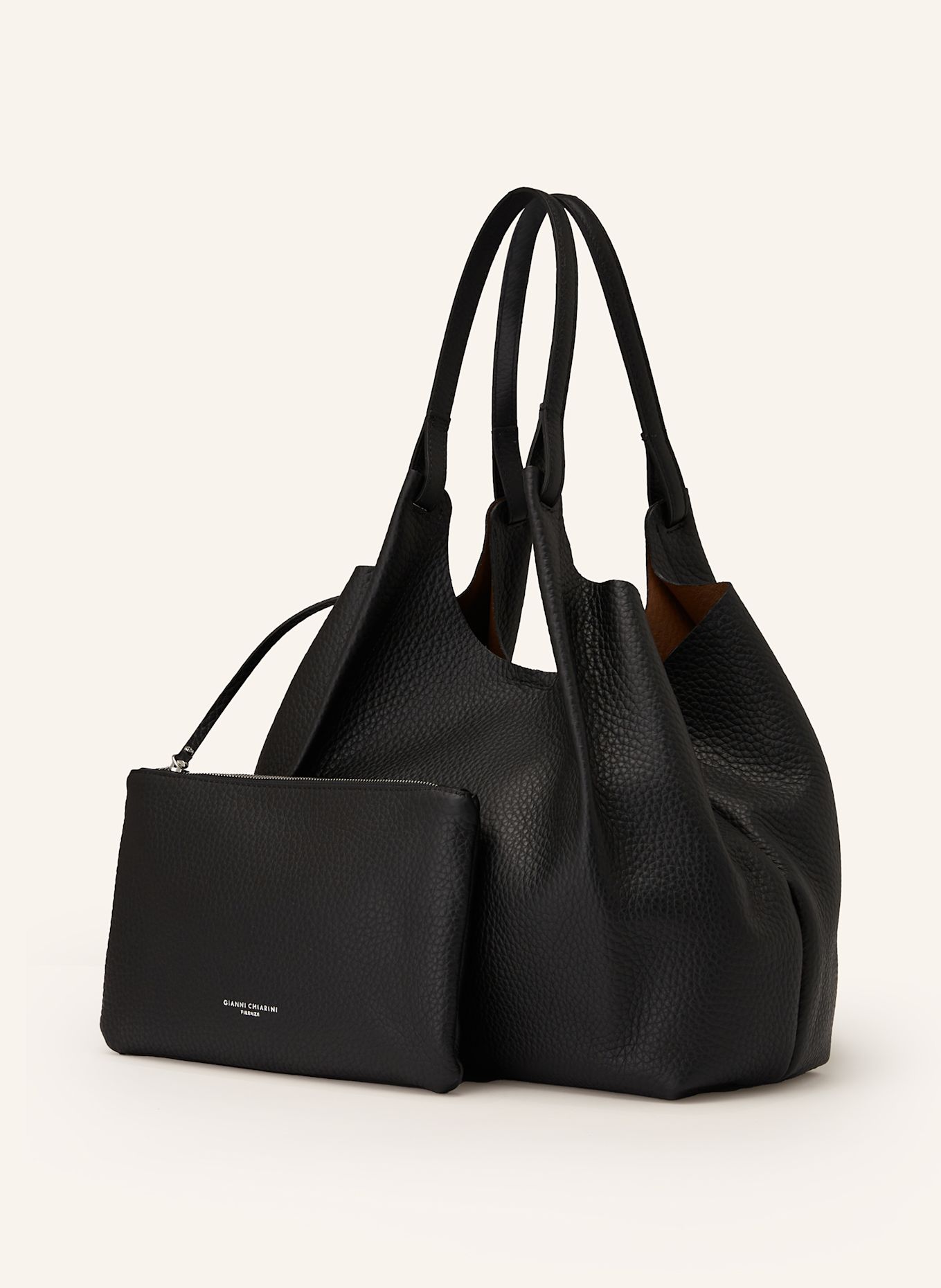 GIANNI CHIARINI Hobo-Bag DUA XL mit Pouch: SCHWARZ