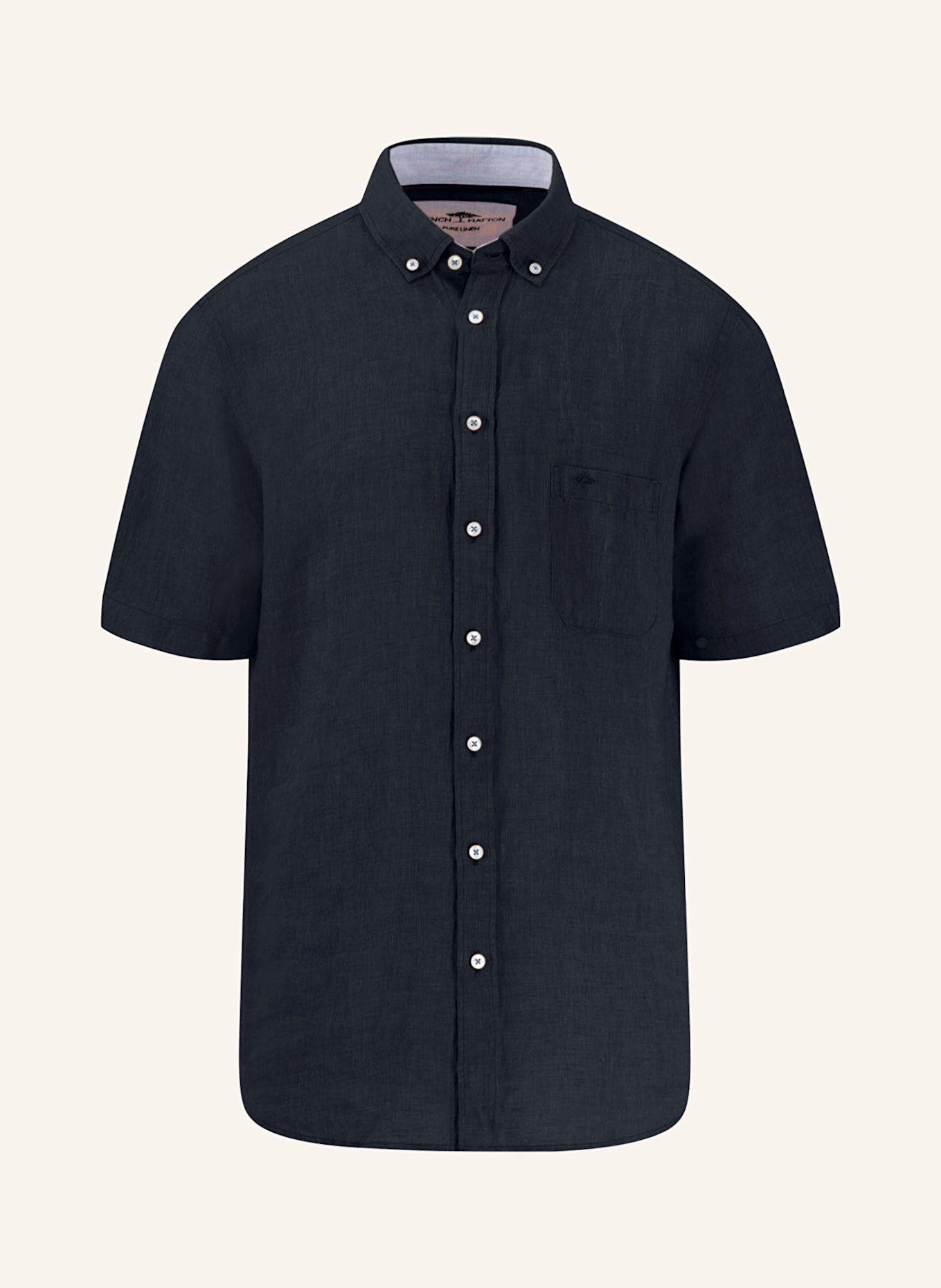 FYNCH-HATTON Short sleeve shirt regular fit made of linen: DARK BLUE