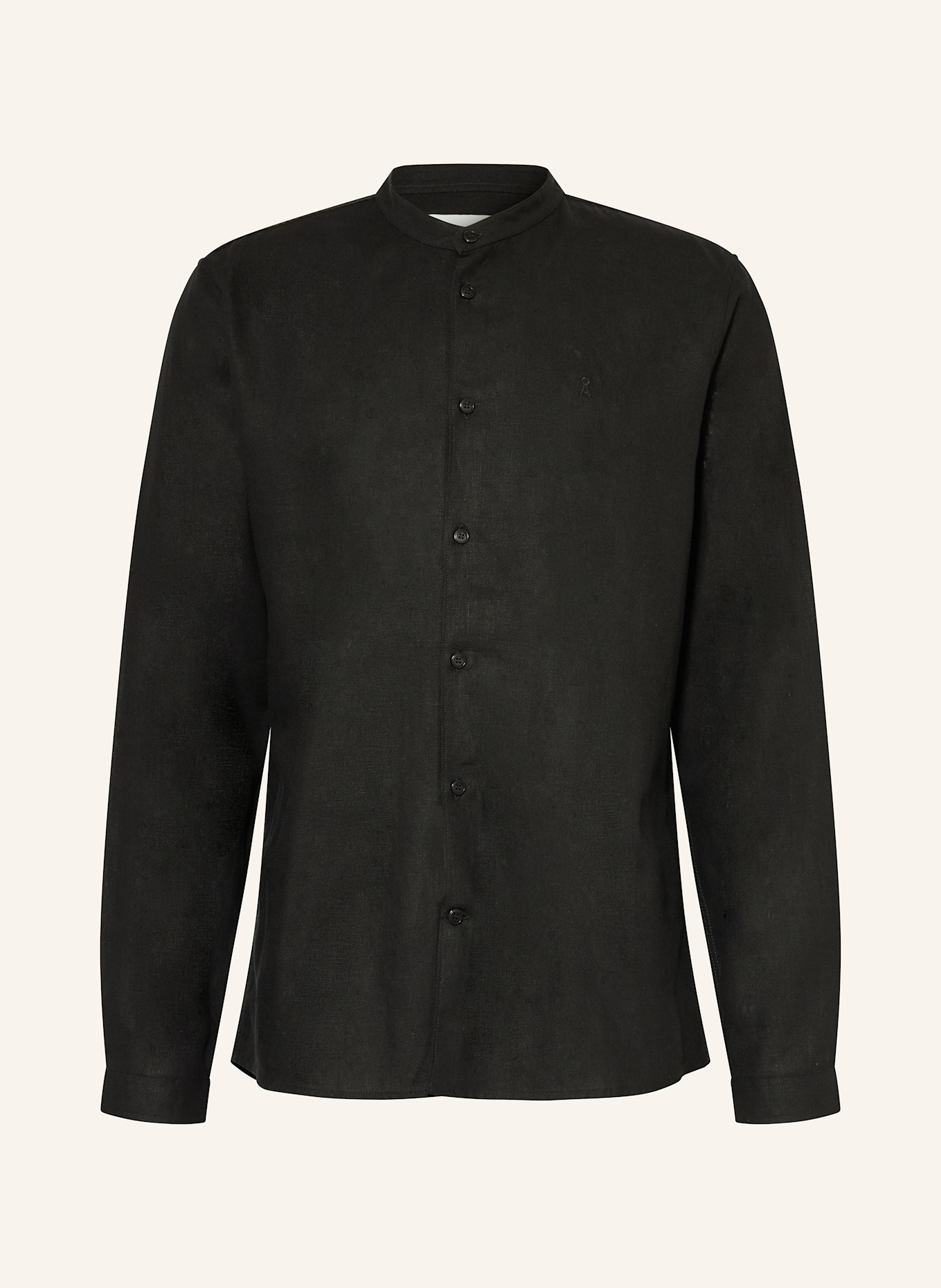 ARMEDANGELS Hemd VAALERONIMUS Comfort Fit mit Stehkragen und Leinen: SCHWARZ