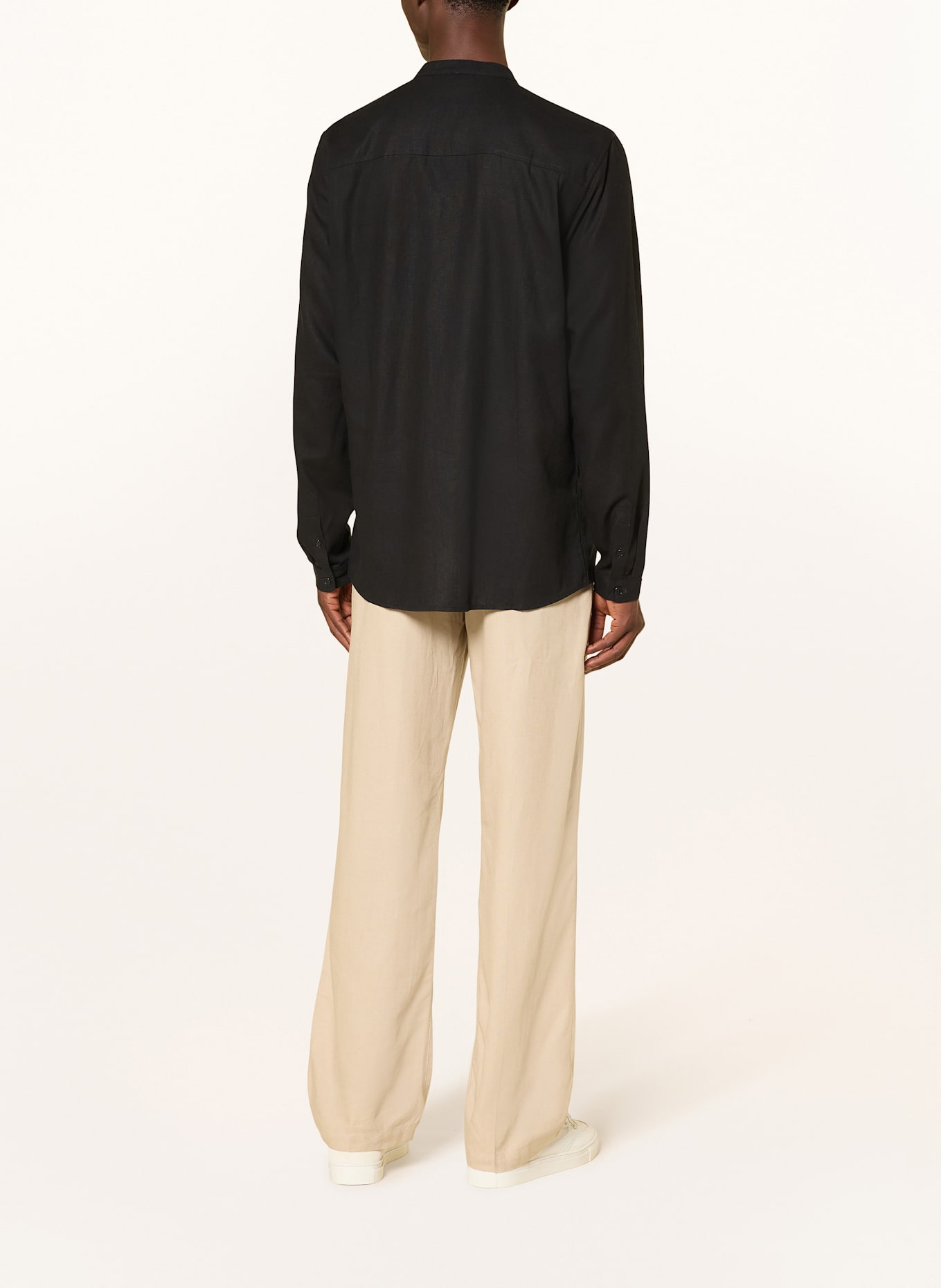 ARMEDANGELS Hemd VAALERONIMUS Comfort Fit mit Stehkragen und Leinen: SCHWARZ