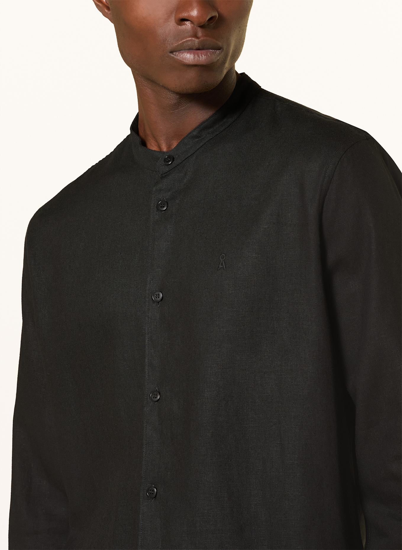 ARMEDANGELS Hemd VAALERONIMUS Comfort Fit mit Stehkragen und Leinen: SCHWARZ