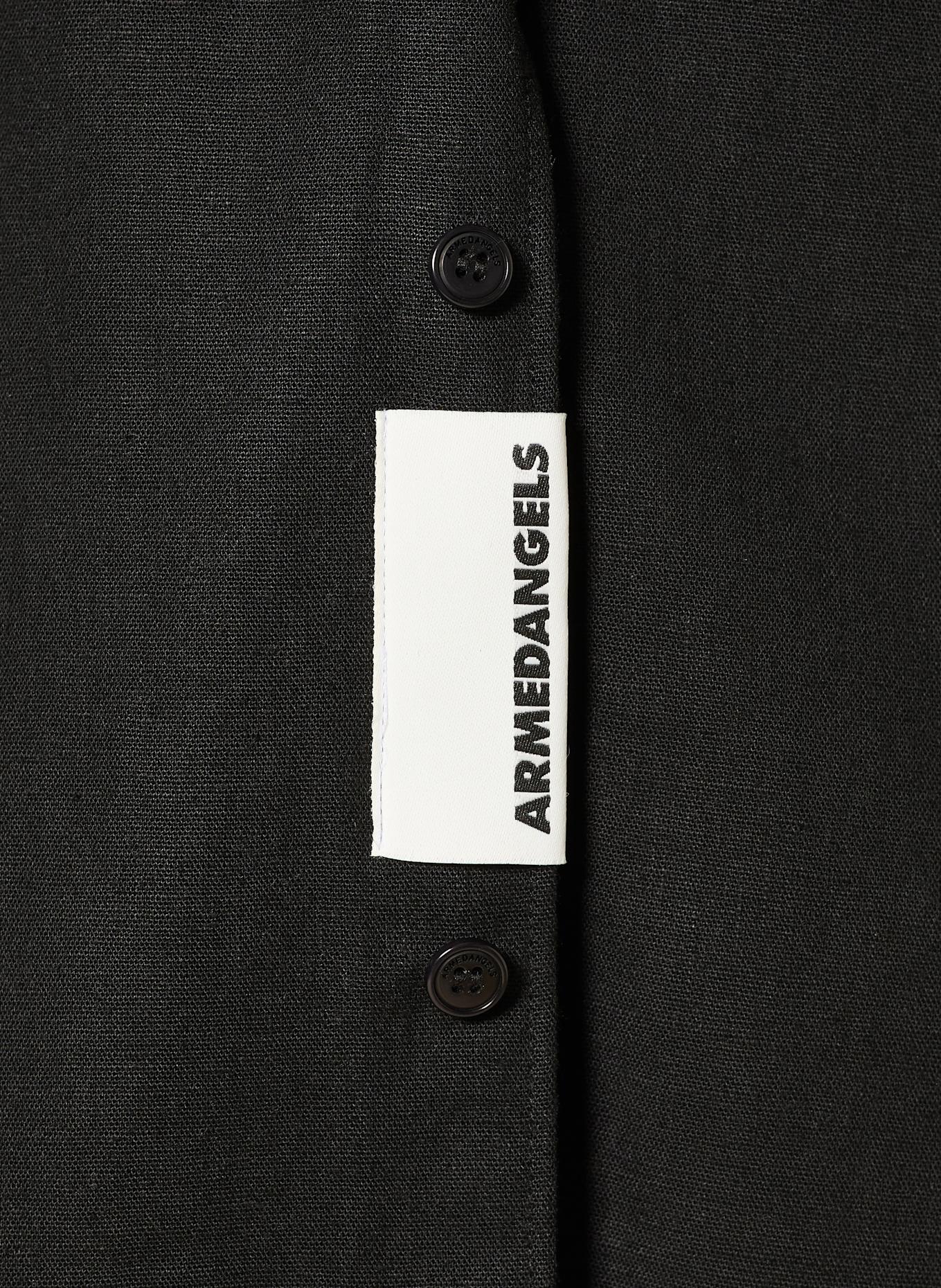 ARMEDANGELS Hemd VAALERONIMUS Comfort Fit mit Stehkragen und Leinen: SCHWARZ