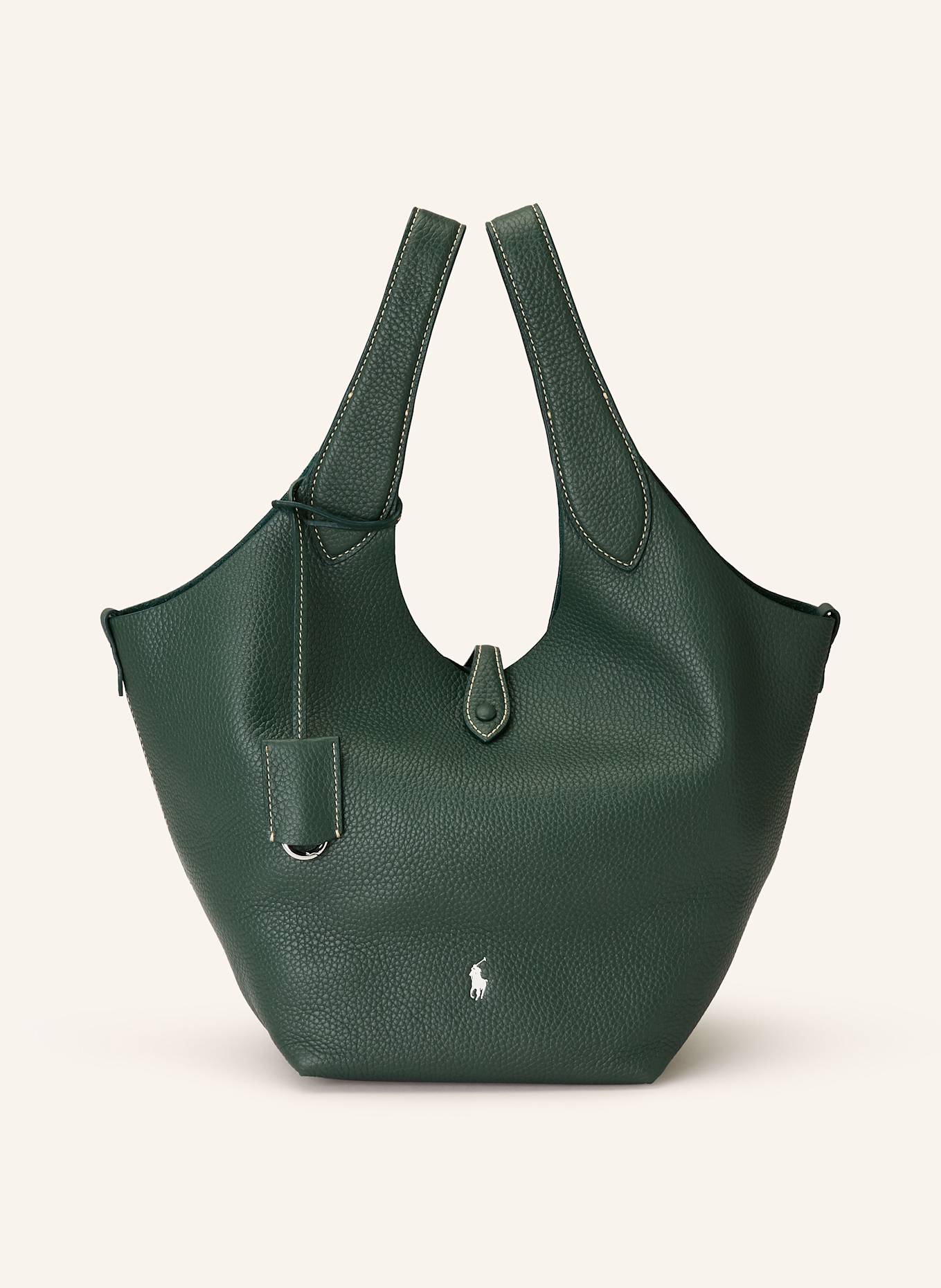 POLO RALPH LAUREN Torba shopper SHINY DRUM PEBBLE: CIEMNOZIELONY