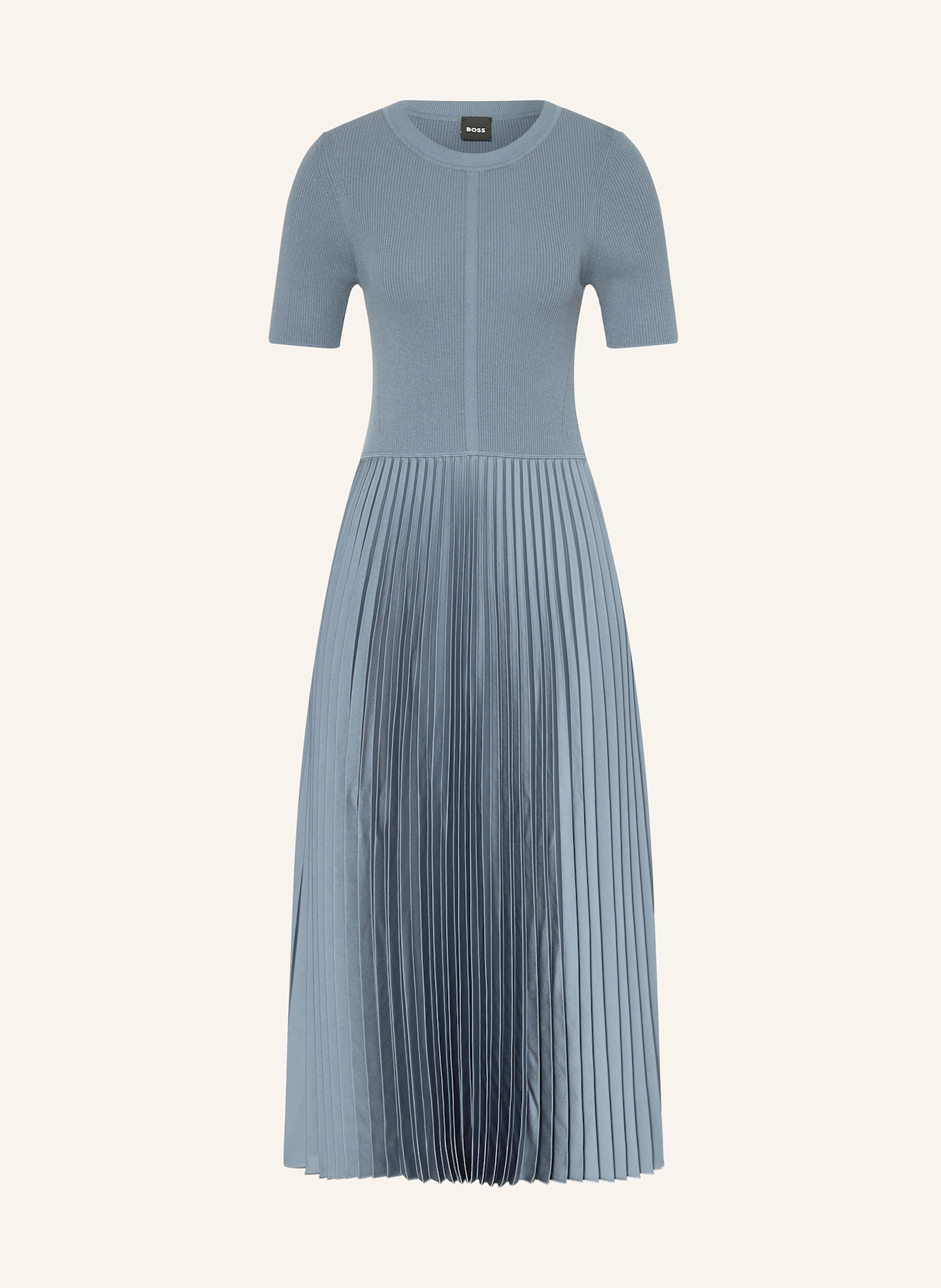 BOSS Kleid FADRIDI im Materialmix mit Plissees: HELLBLAU