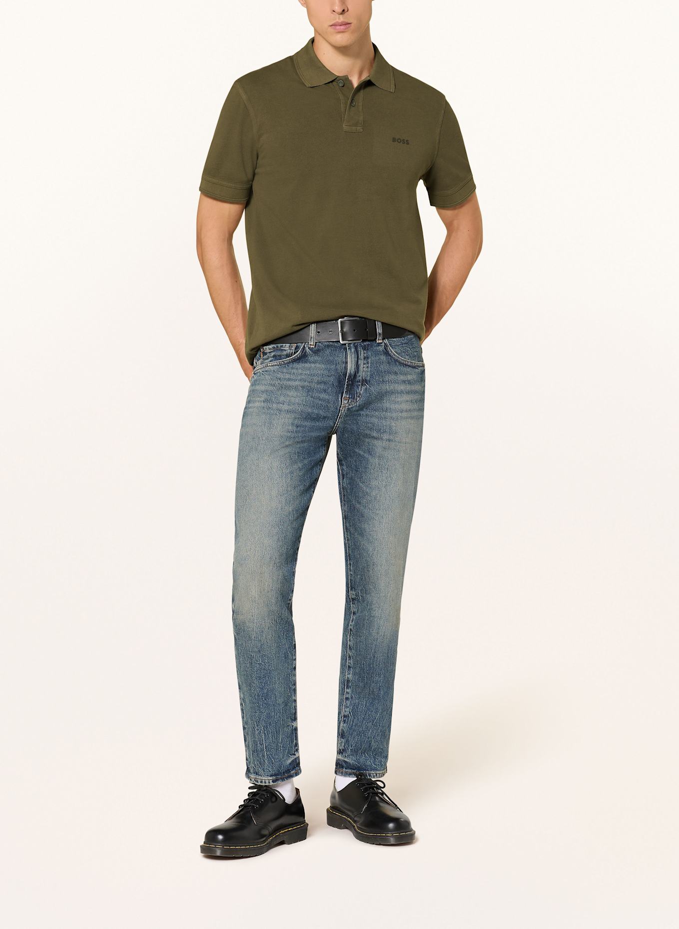 BOSS Koszulka polo z piki PRIME: OLIWKOWY