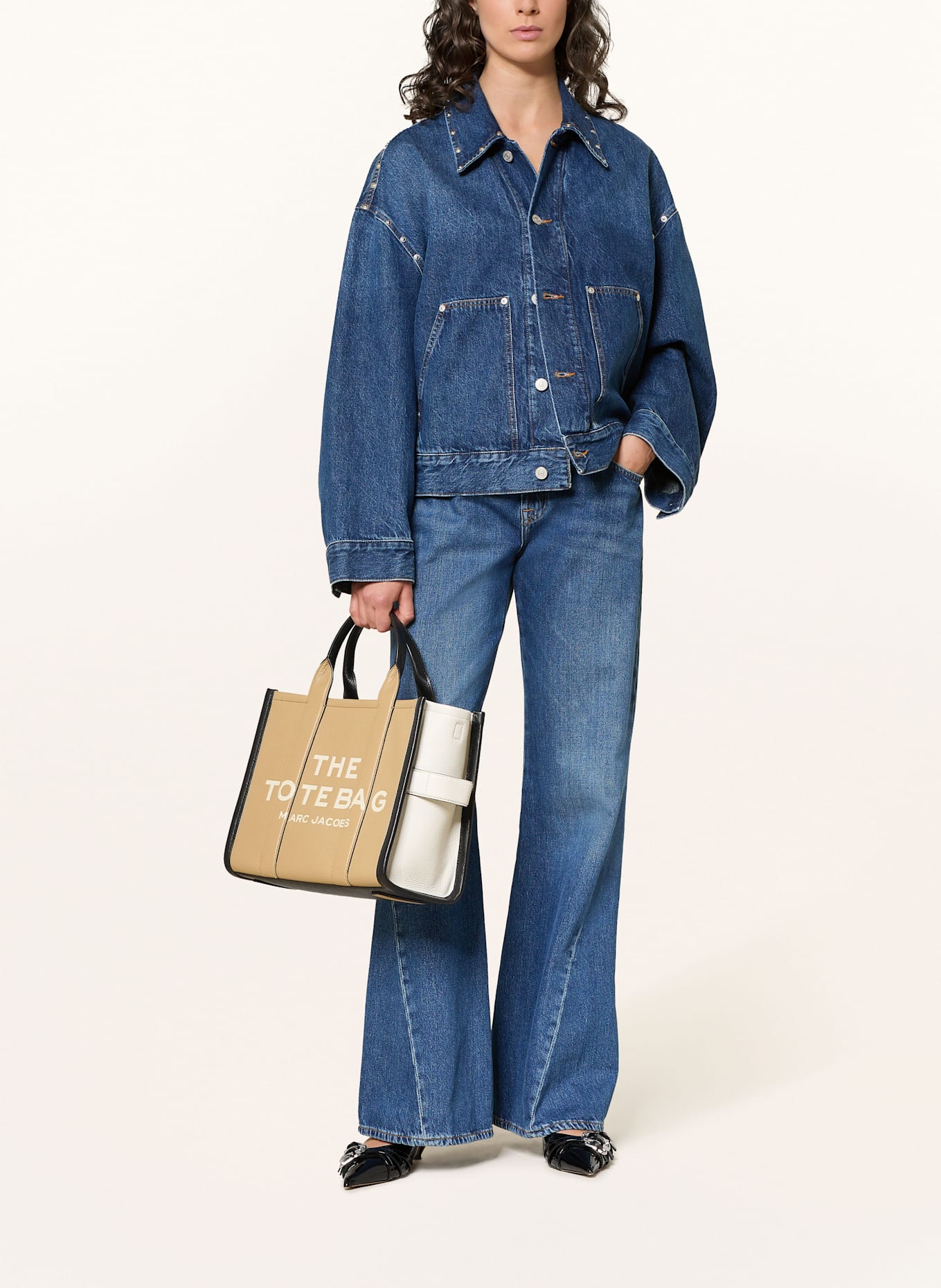 MARC JACOBS Sac cabas THE COLORBLOCK MEDIUM TOTE BAG: CHAMEAU / NOIR