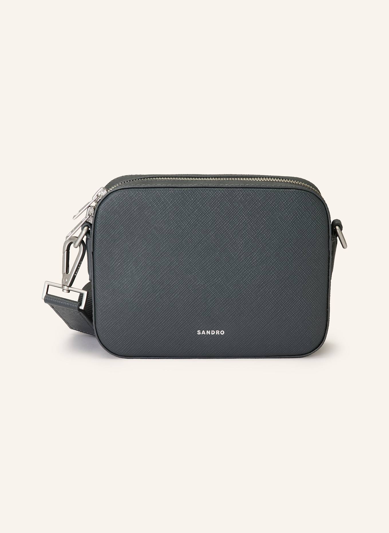 SANDRO Saffiano-Umhängetasche: DUNKELGRAU