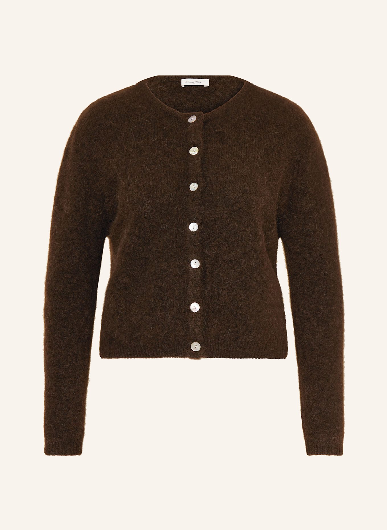 American Vintage Kardigan z dodatkiem alpaki: CIEMNOBRĄZOWY